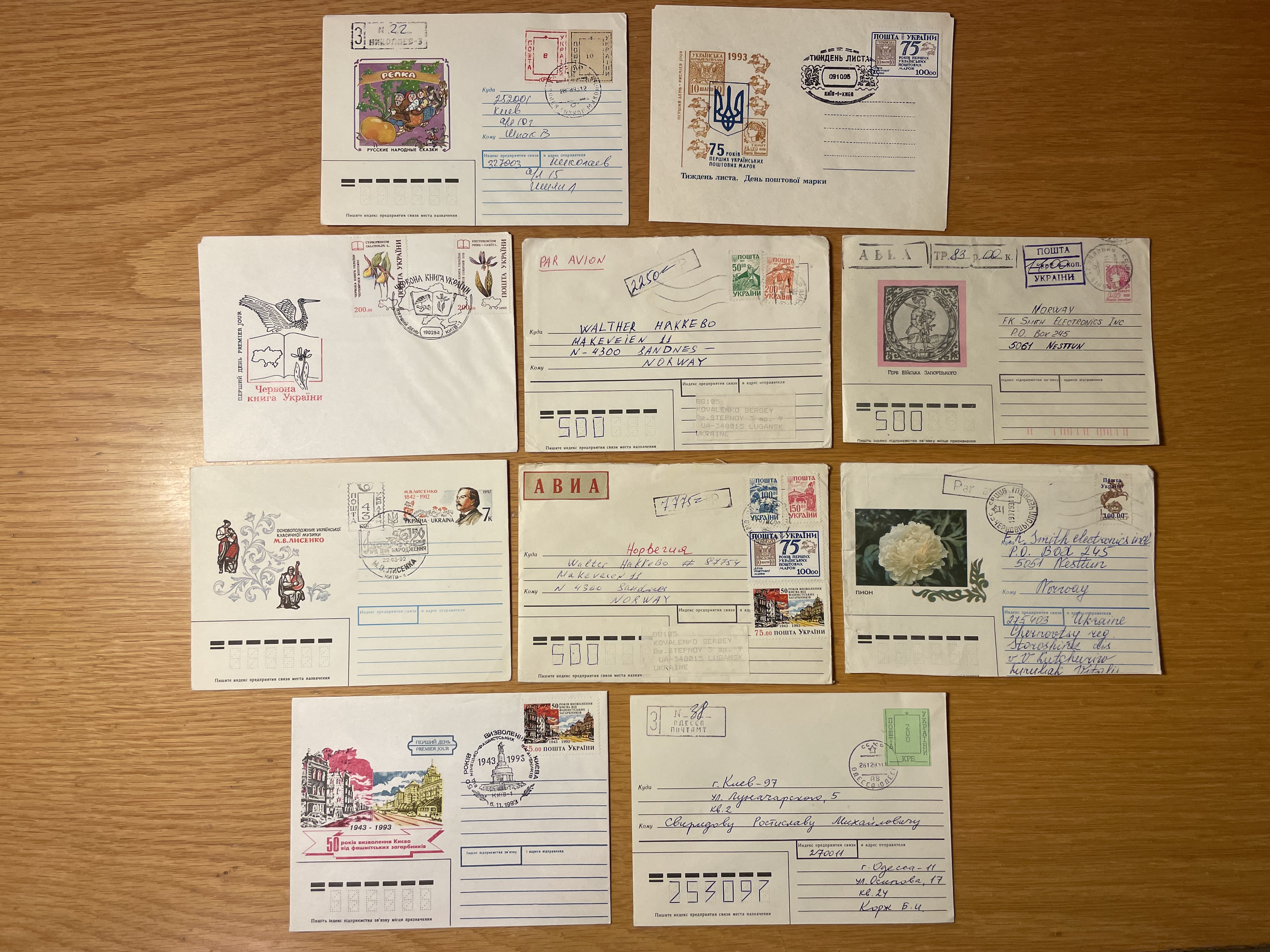 10 konvolutter  1990-tallet
