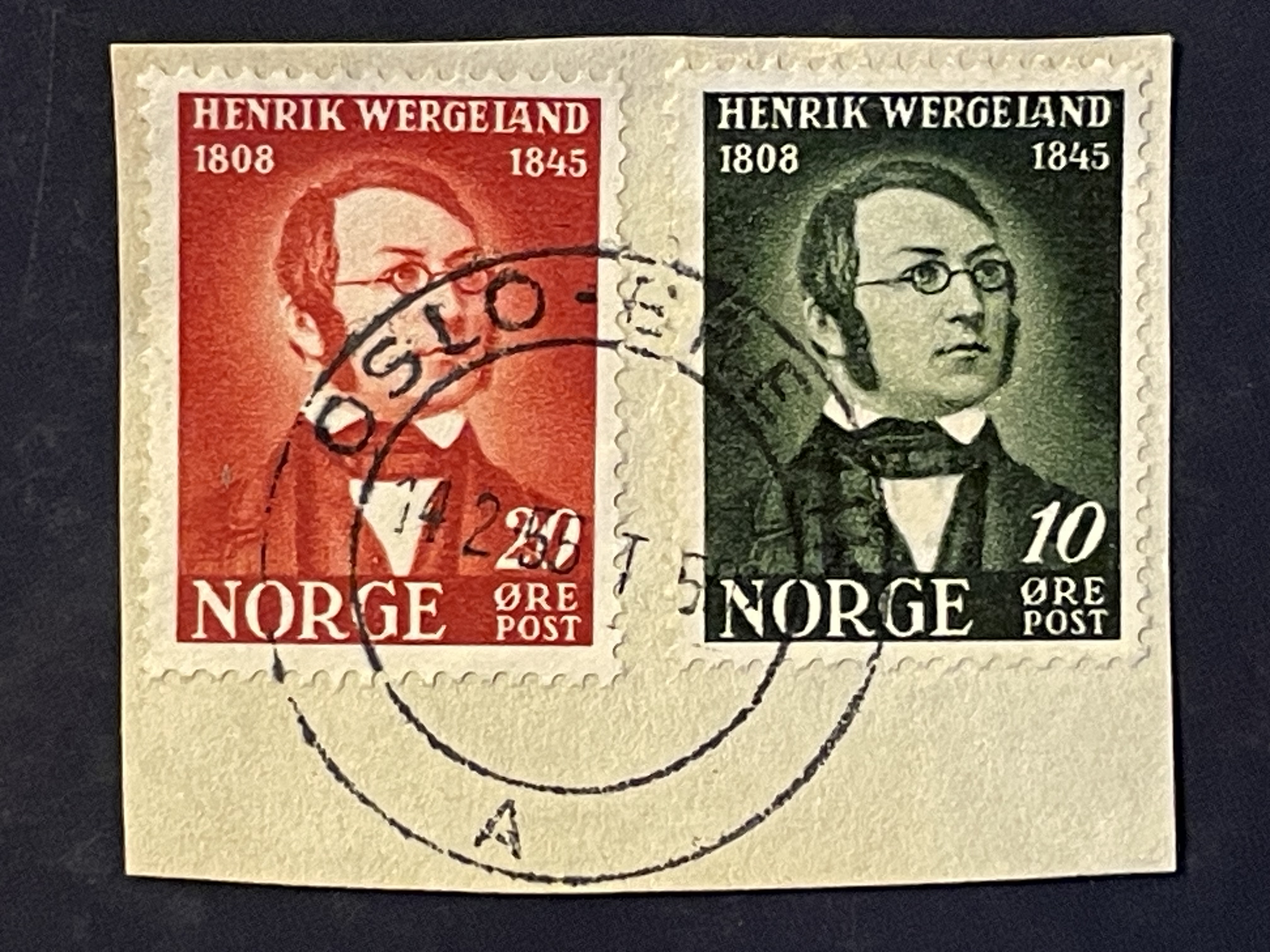 Oslo - Brevik A  14 2 56 på brevklipp