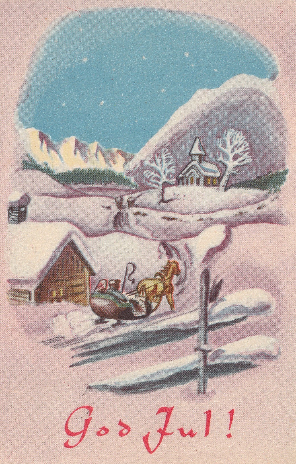 Eldre kort : God Jul . Mittet 2732 /Norsk arbeide Pstg Småf