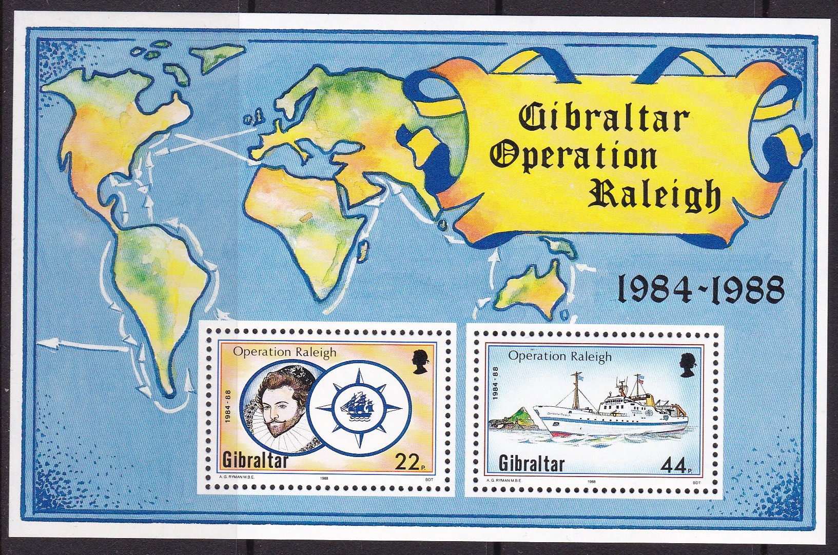 Gibraltar 1988. Michel # BL 11. Postfriskt miniark