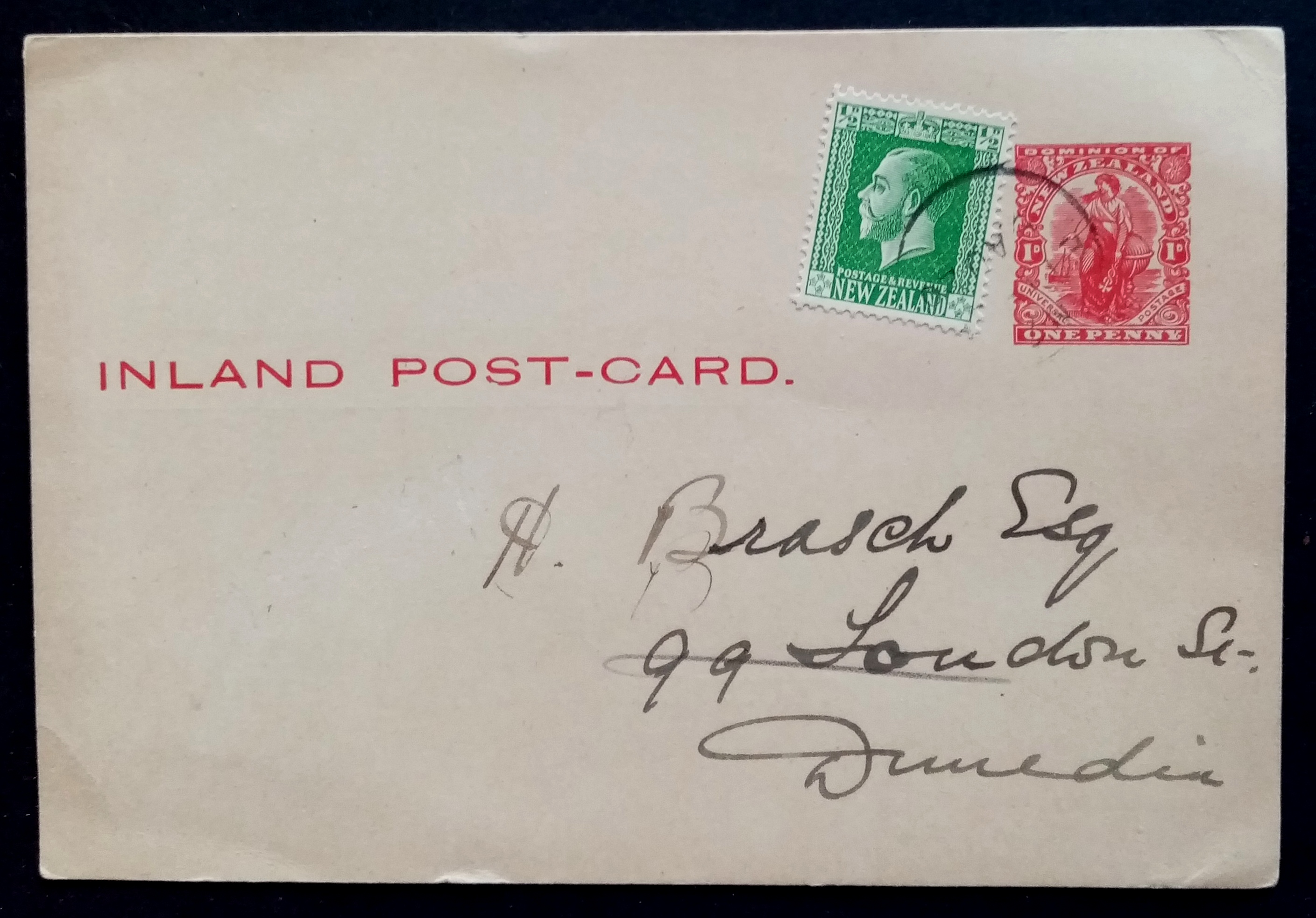 New Zealand - Inland Post - Card. (6.8.1920)