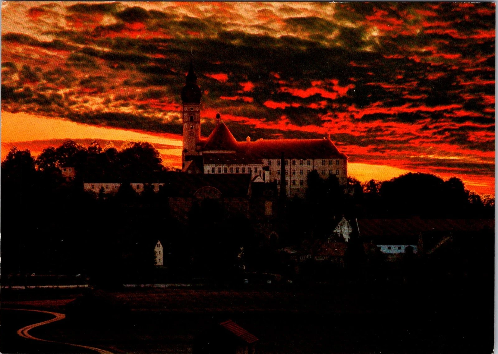 Kloster Andechs ved solnedgang - Ammersee - Bayern - Tyskland - Postkort