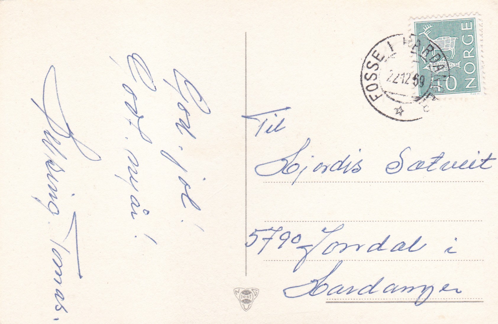 Kort stp FOSSE I HARDANGER 22 12 69 ( toring m/tverrbj)