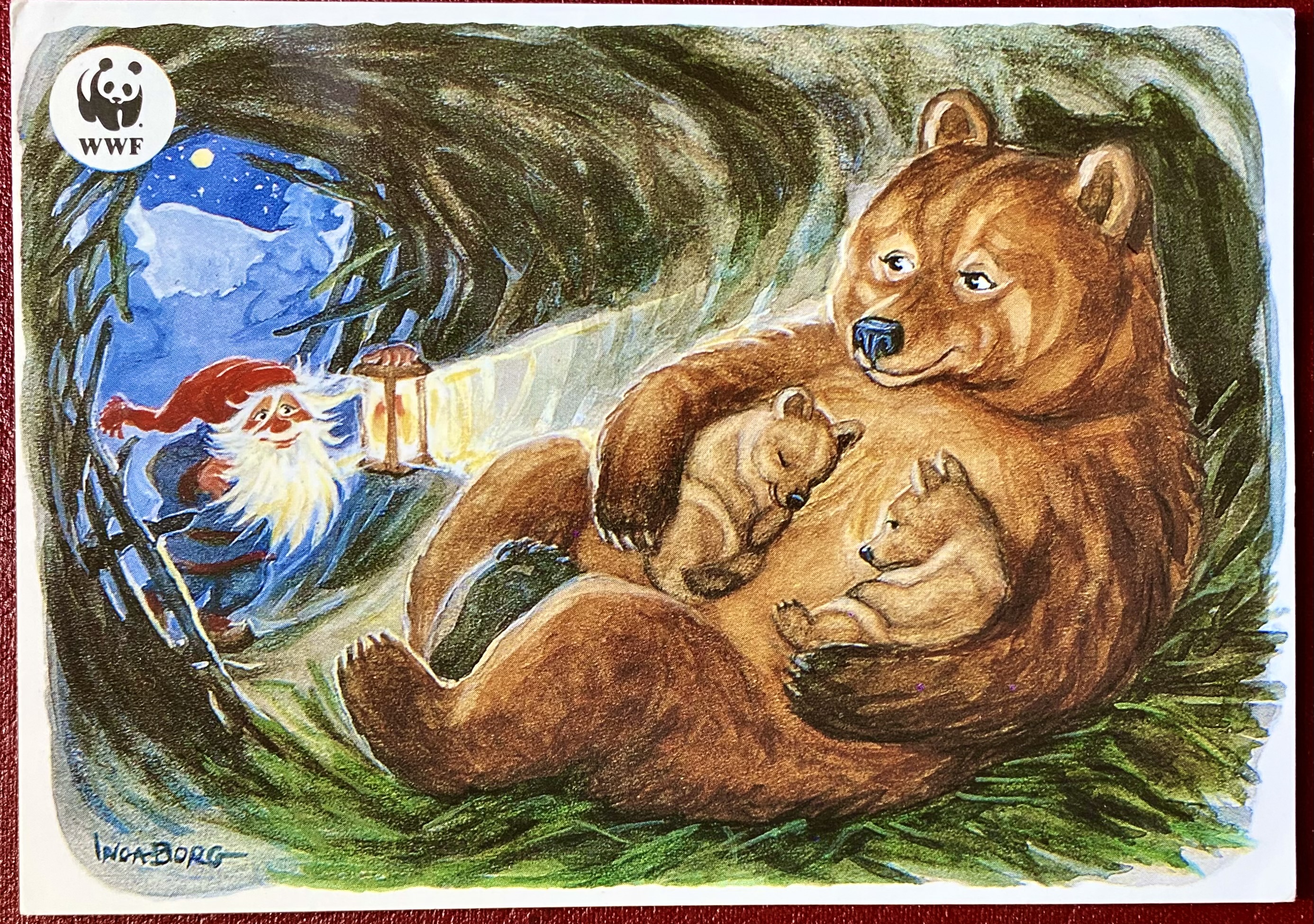 Julekort WWF Inga Borg 1996