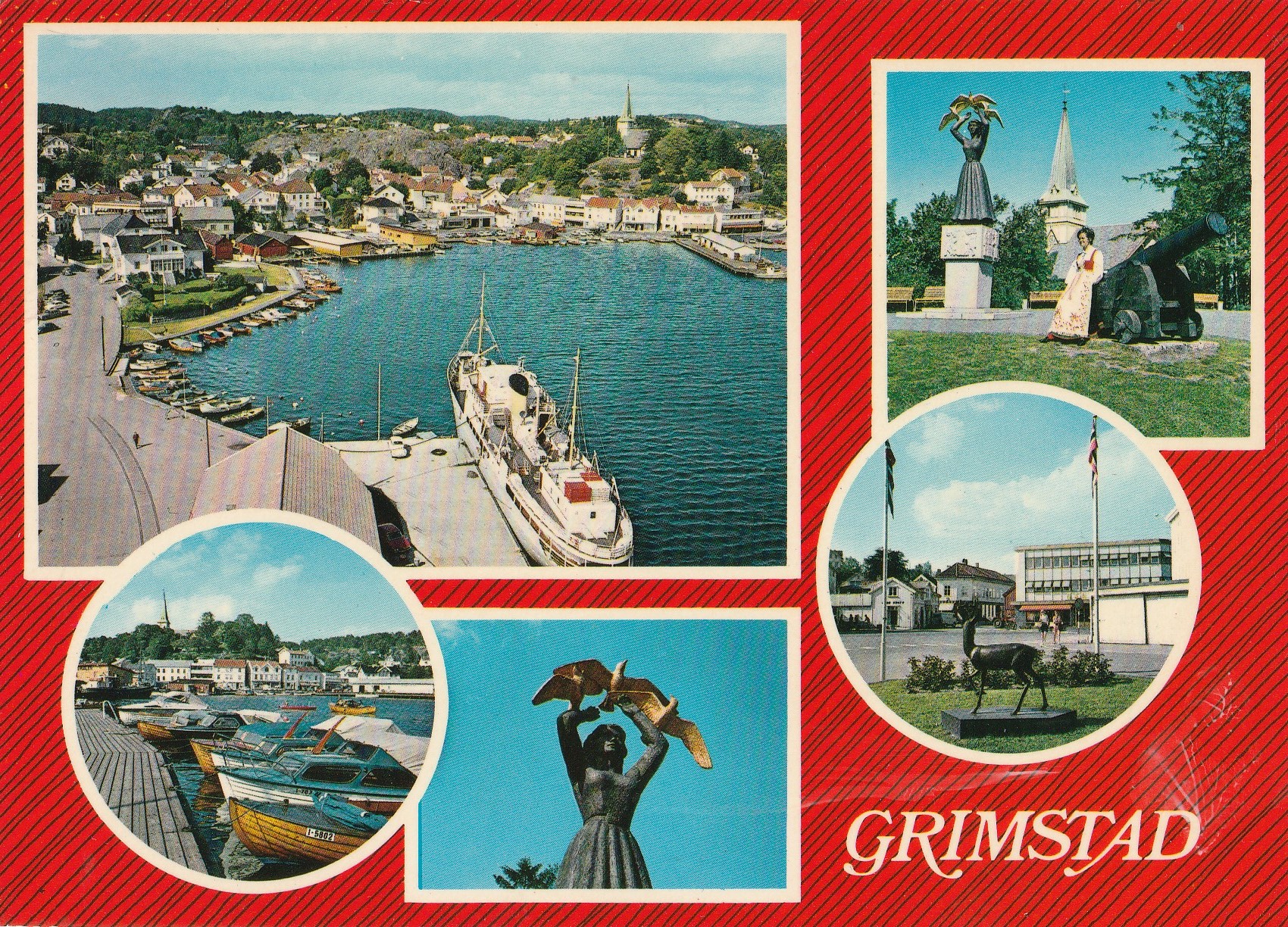 Eldre kort fra Grimstad .  Aune M-5018-1  Pstg