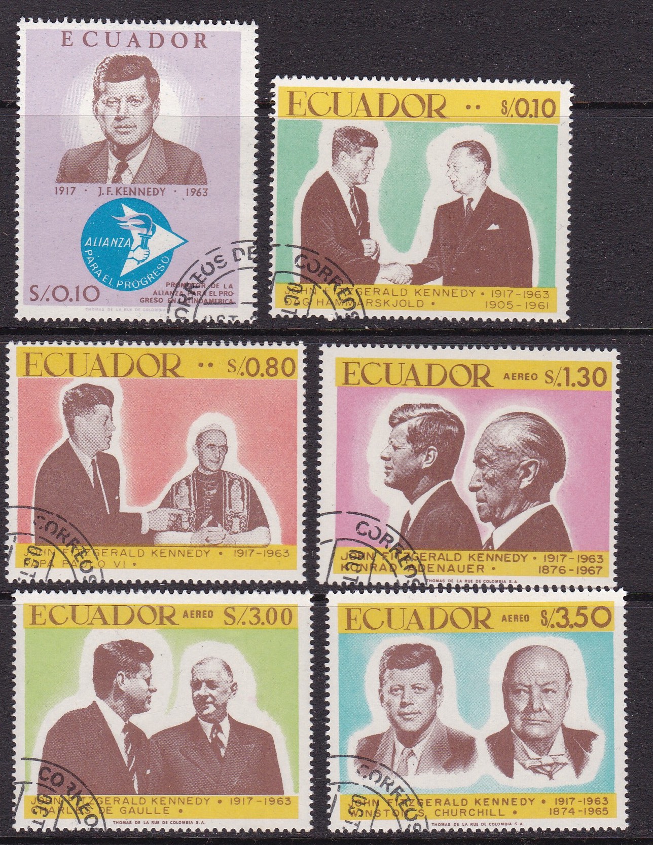 Ecuador 1967. Michel # 1374-1379. Stemplet serie