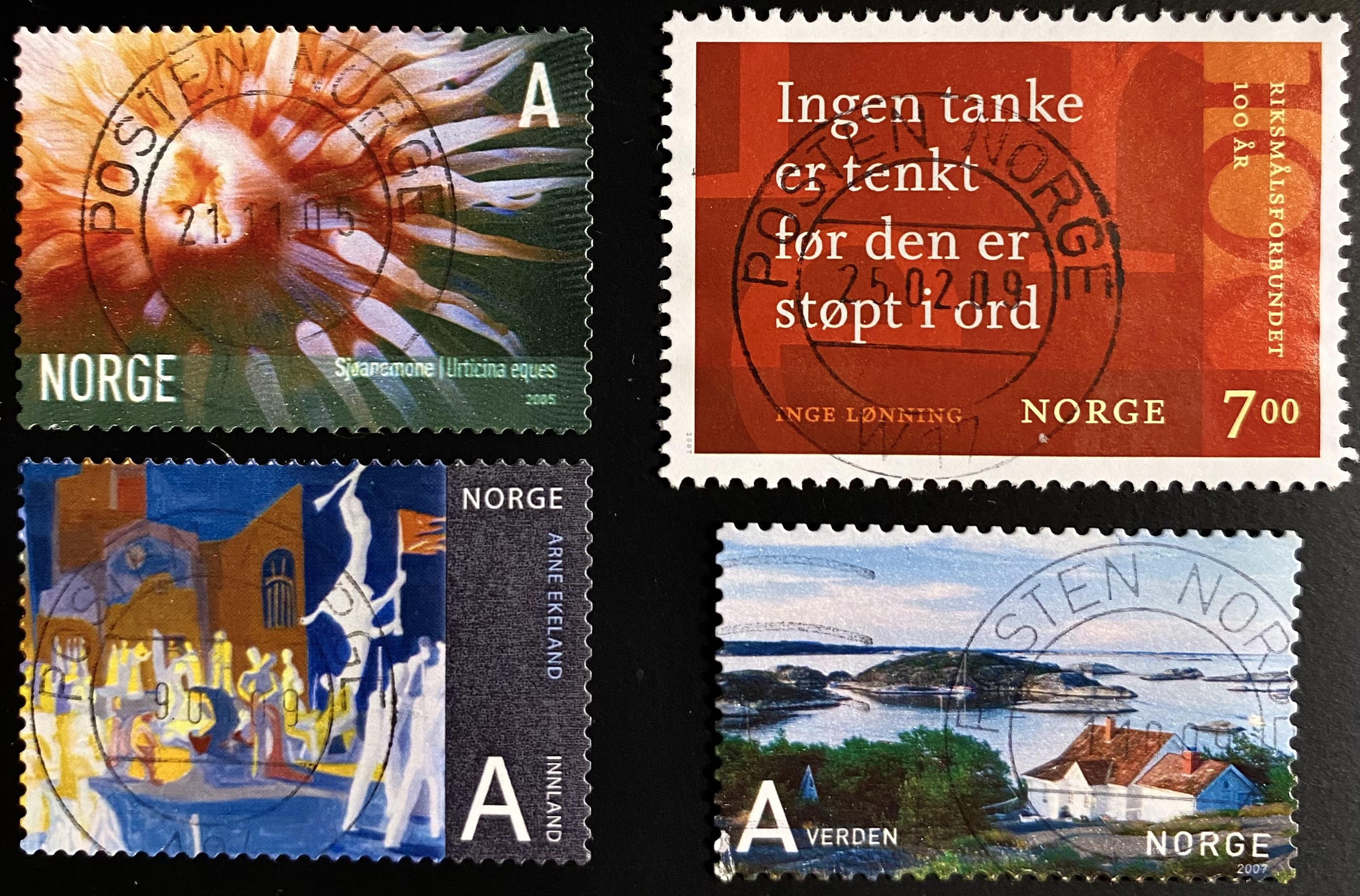 4 merker stemplet Posten Norge