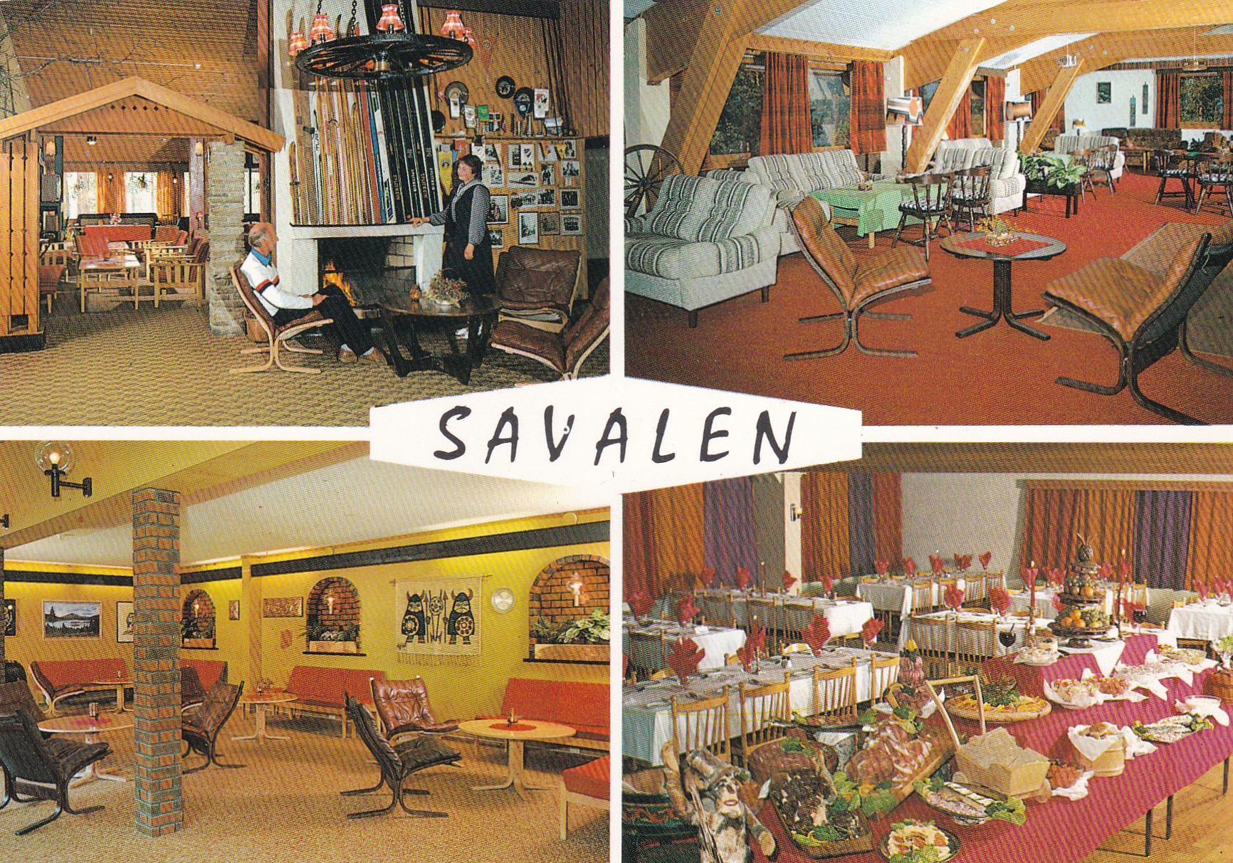 Savalen Fjellstue, interiør, 4-bilders (Alvdal Fotoat,)