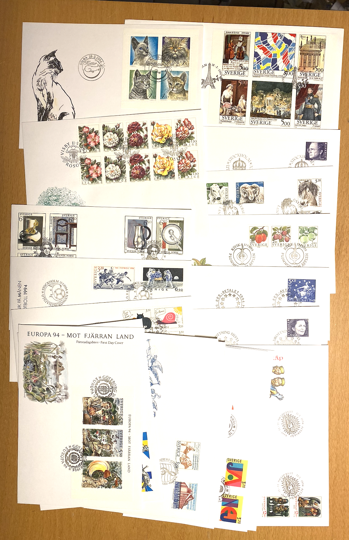 1994. Sverige FDC komplett årgang