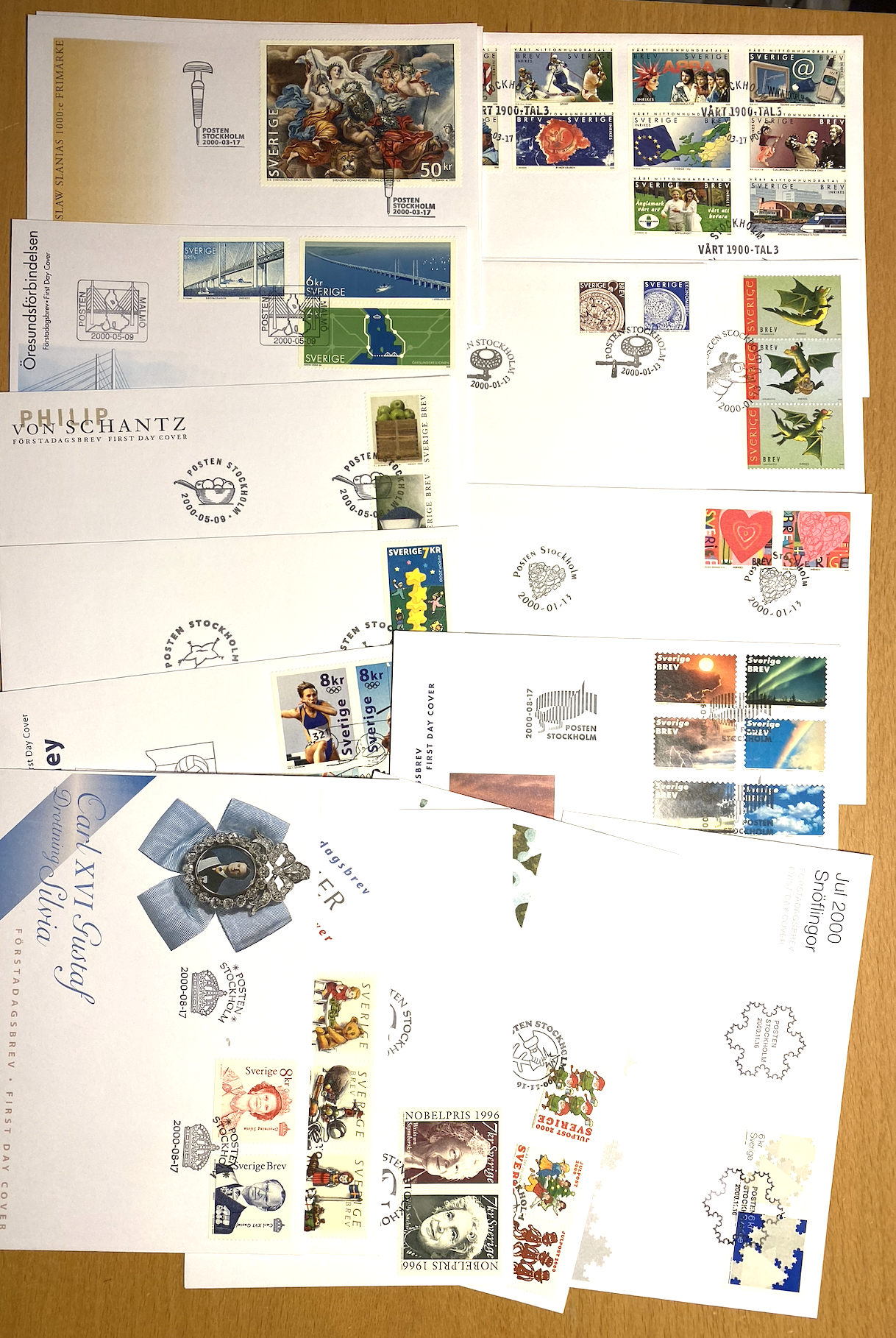 2000. Sverige FDC komplett årgang