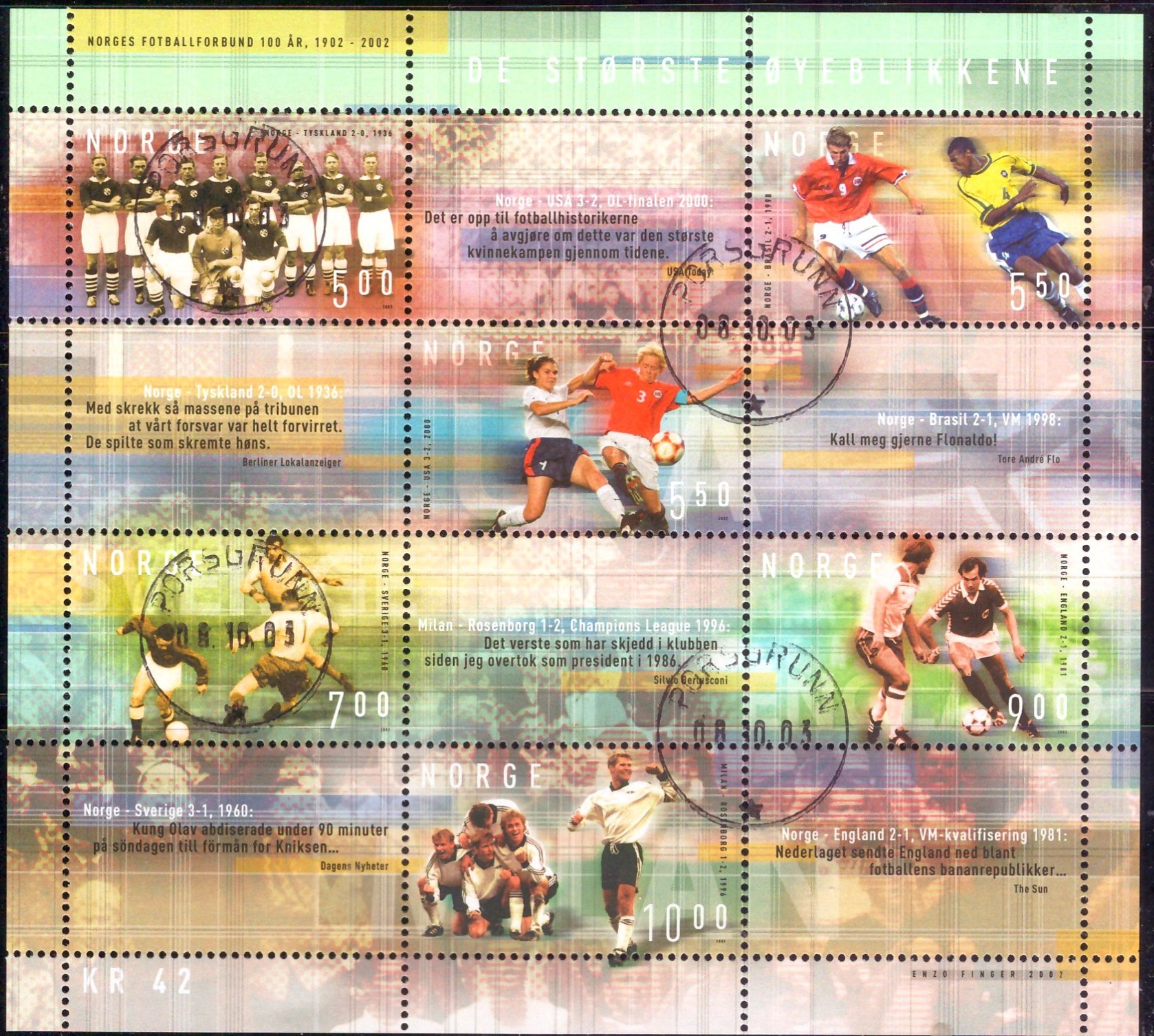 NK 1475-80. (Blokk 22) PEN RUNDSTEMPLA SERIE. (90,-)