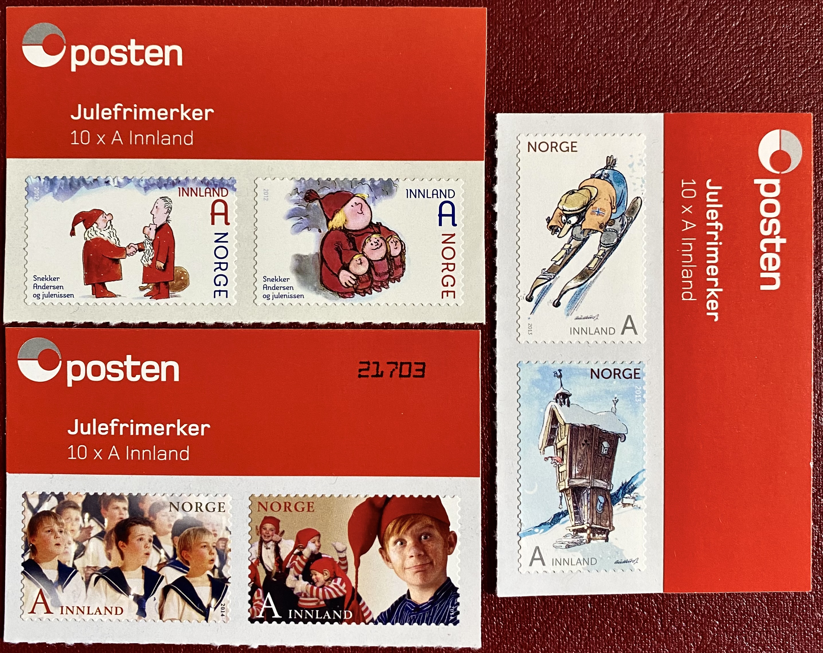 6 Julefrimerker Postfrisk med topp fra hefte
