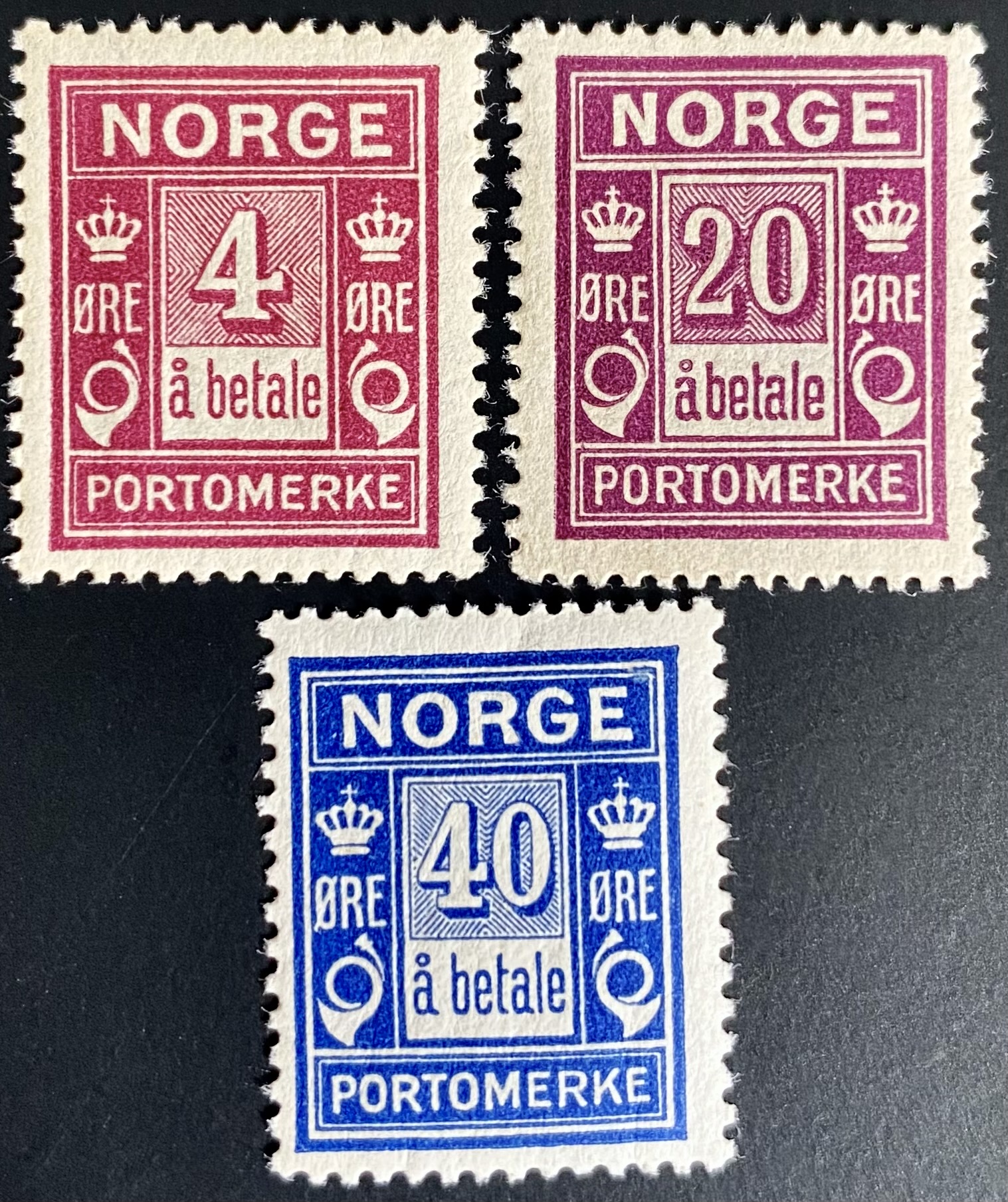 3 Portomerker "Å betale" ** Postfrisk