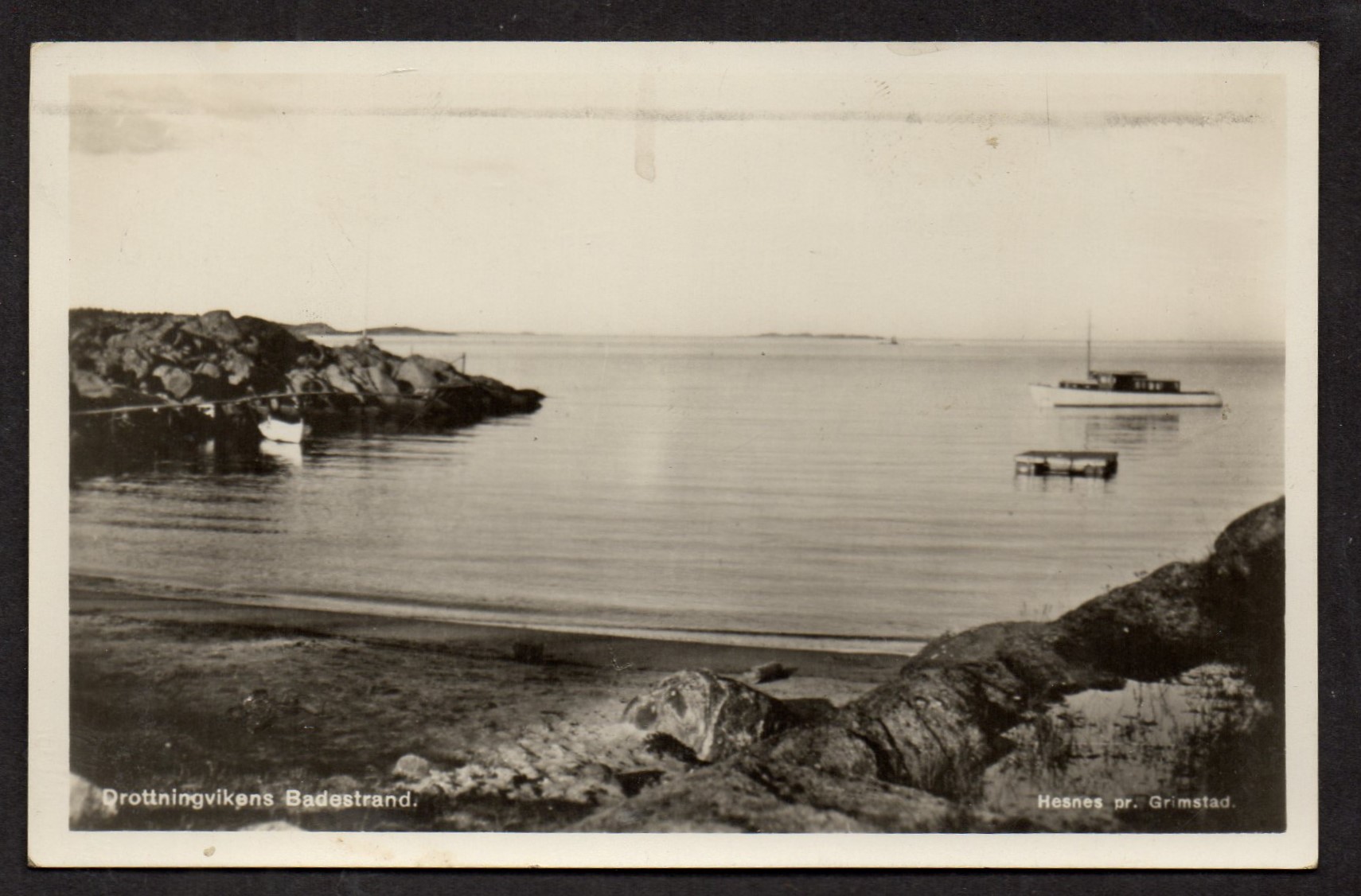 Kort Drottningvikens Badestrand - Hesnes pr. Grimstad st. 1943