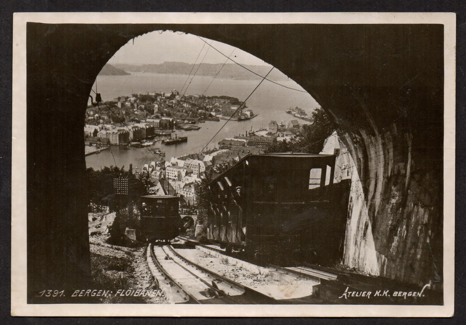 Kort Atelier K.K. Bergen - Fløybanen- st Bergen-Fløybanen  1950