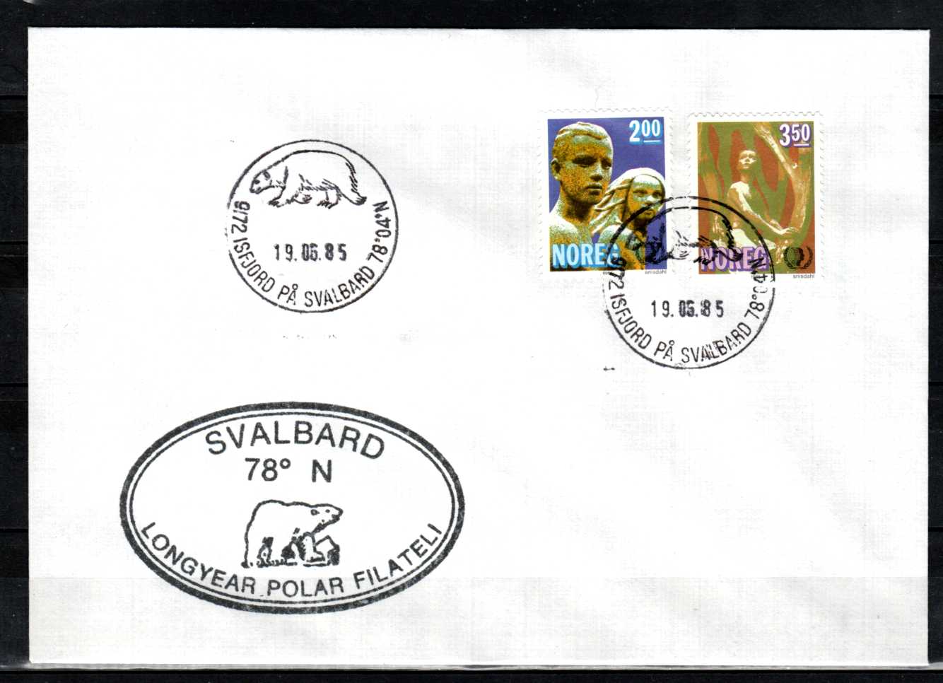 FDC HK 972-73 stemplet Isfjorden på Svalbard