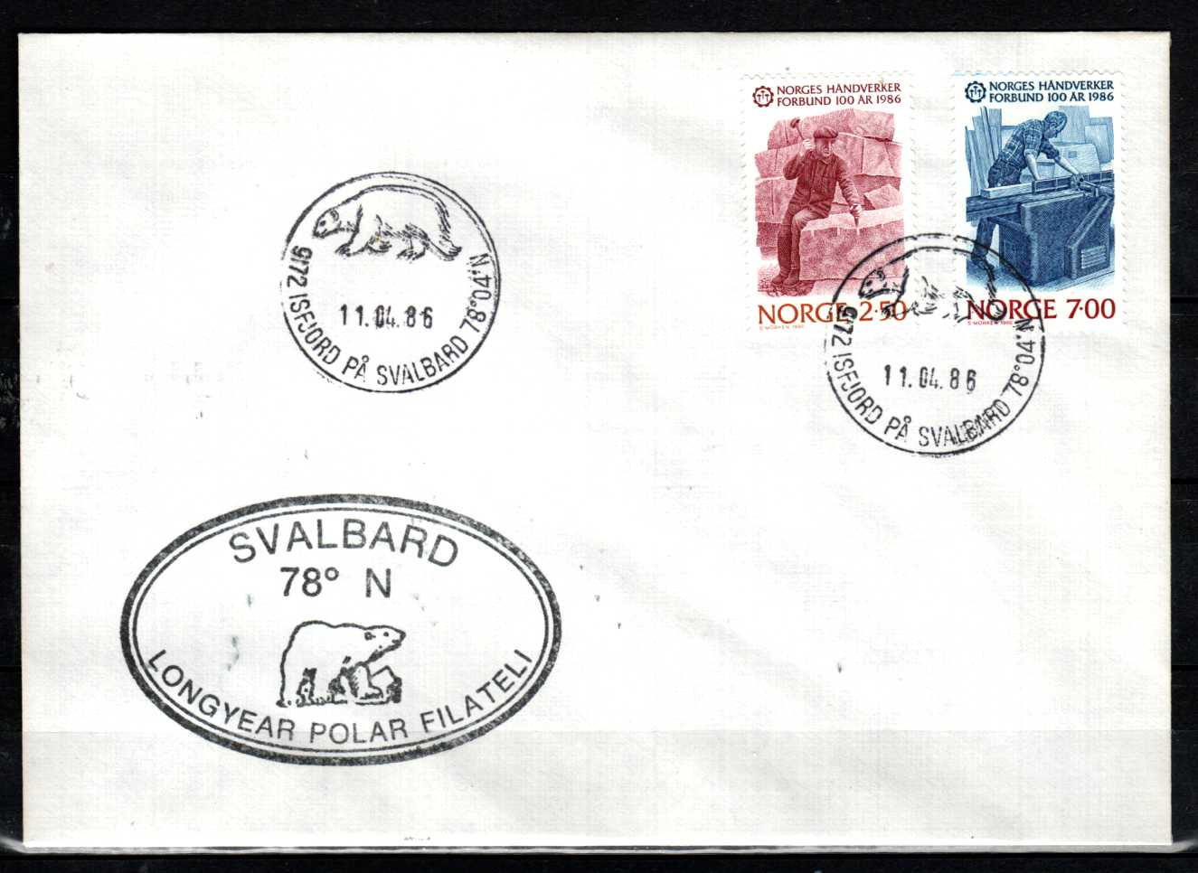 FDC HK 976-77 stemplet Isfjorden på Svalbard