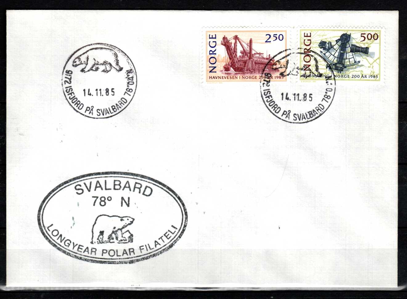 FDC HK 984-85 stemplet Isfjorden på Svalbard