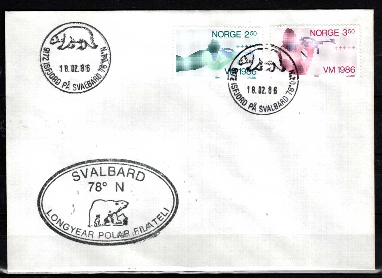 FDC HK 988-89 stemplet Isfjorden på Svalbard