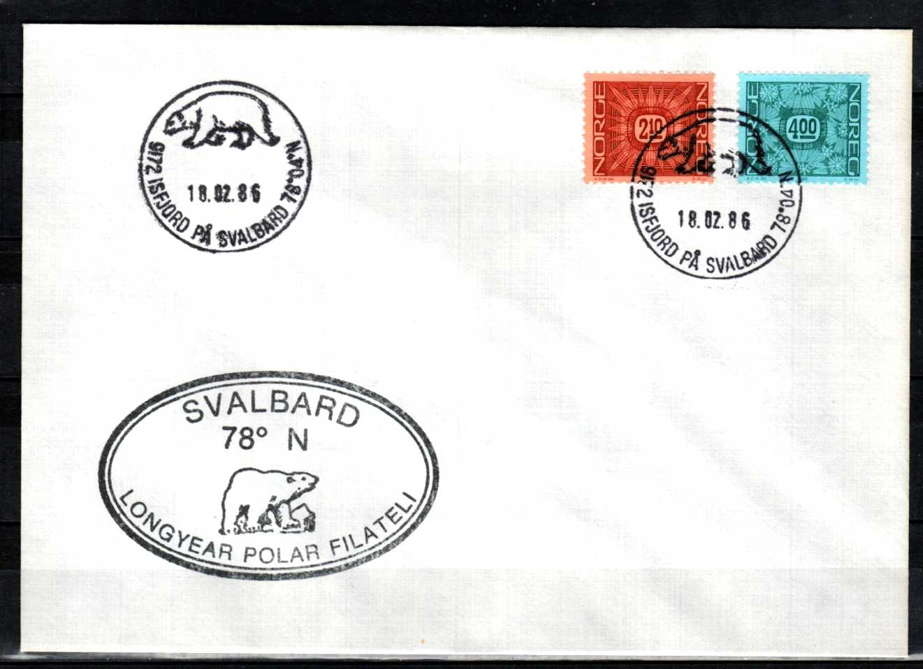 FDC HK 990-91 stemplet Isfjorden på Svalbard