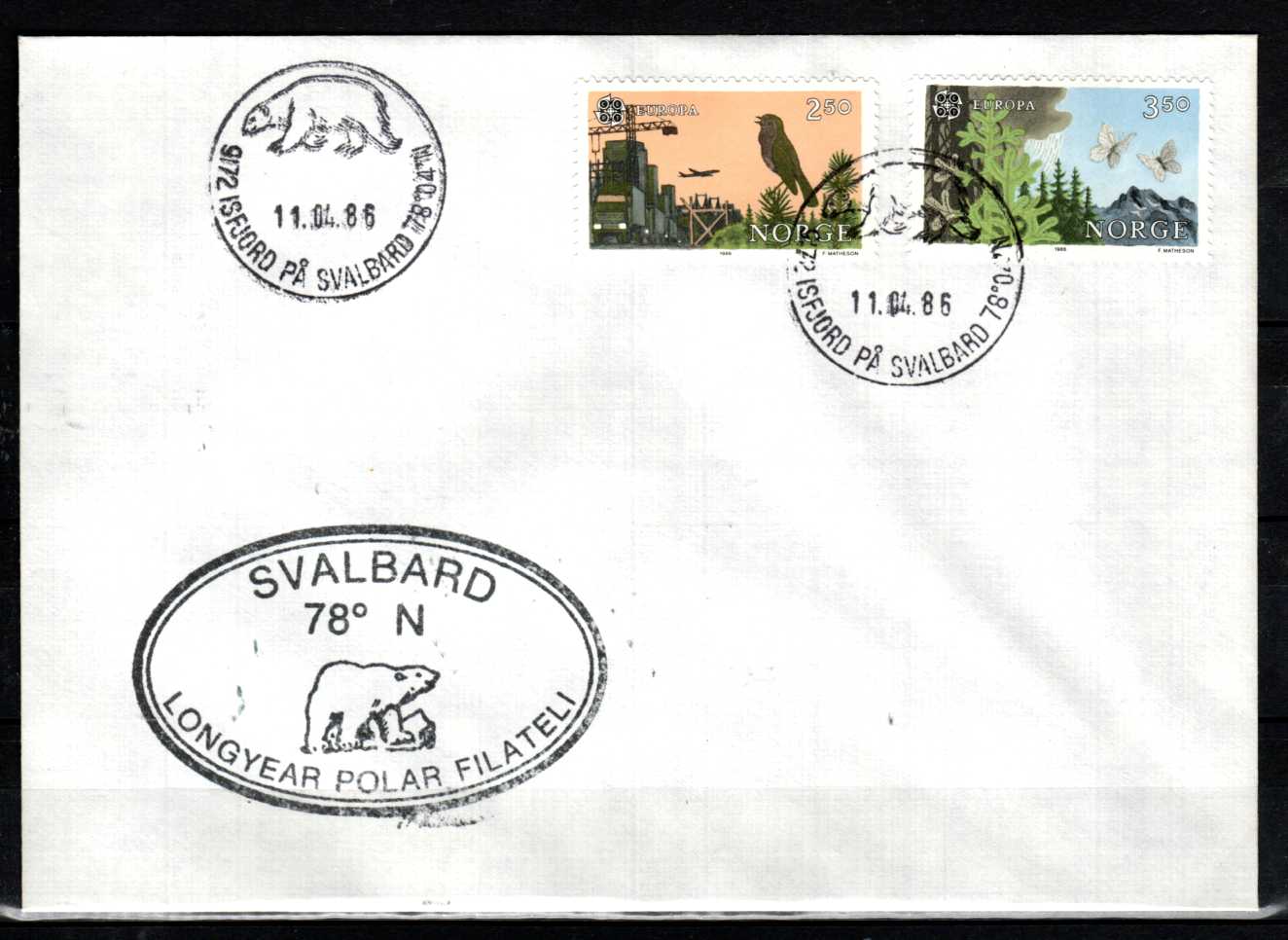 FDC HK 994-95 stemplet Isfjorden på Svalbard