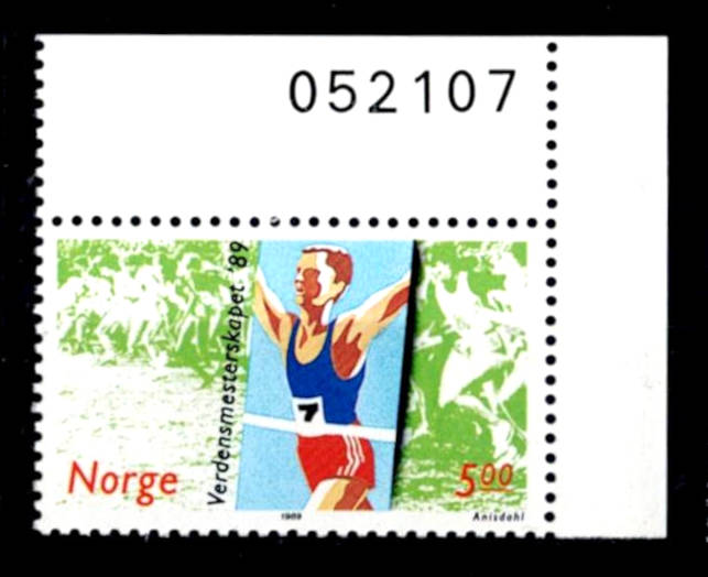 Postfrisk ** NK1063 VM i terrengløp med kontrollnummer