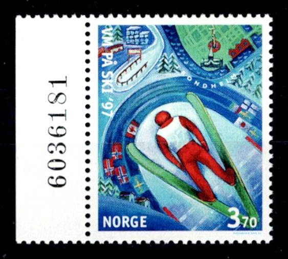 Postfrisk ** NK1291 VM på Ski med kontrollnummer
