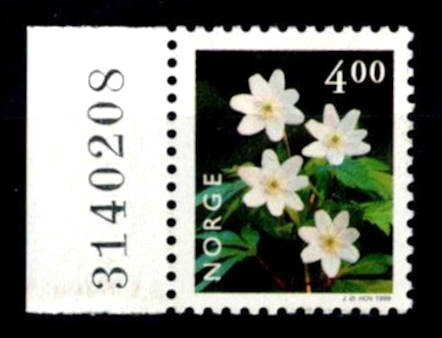 Postfrisk ** NK1353 Norsk Flora III med kontrollnummer