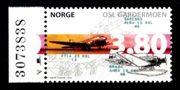 Postfrisk ** NK1341 Gardermoen med kontrollnummer