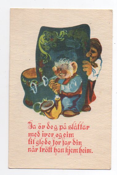Trollkort Ja øv deg ... småformat brukt 1944