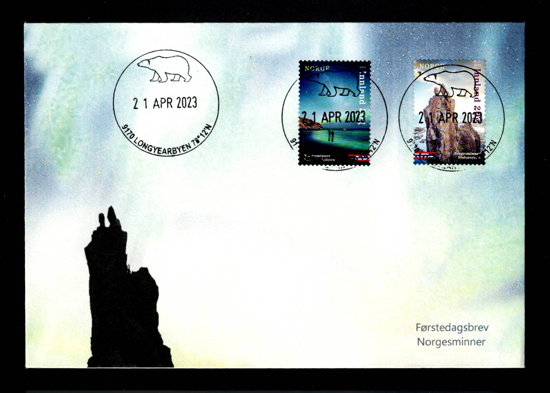 FDC 2023 NK2093-94 Longyearbyen vignet MP (3)