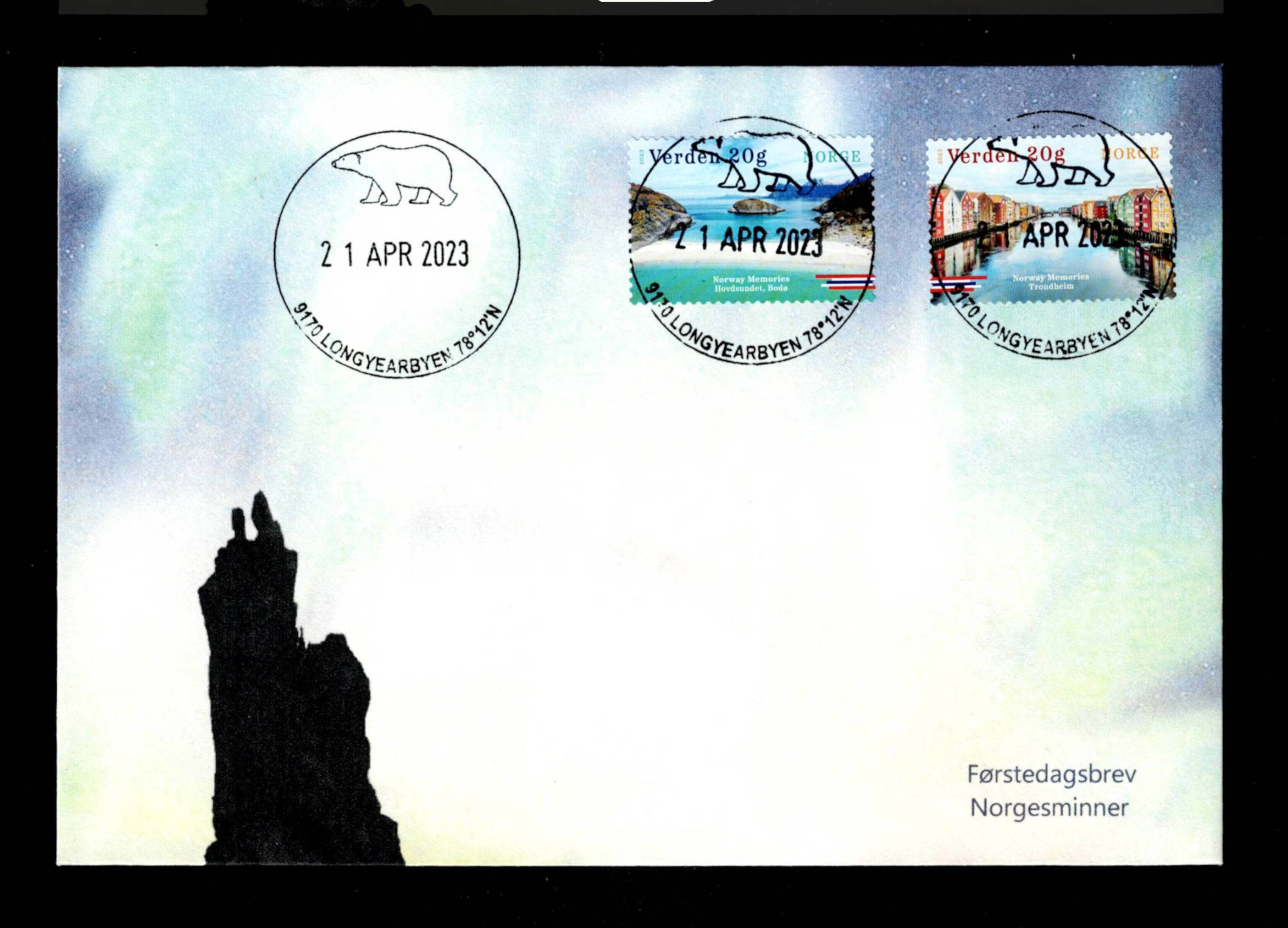 FDC 2023 NK2097-98 Longyearbyen vignet MP (3)