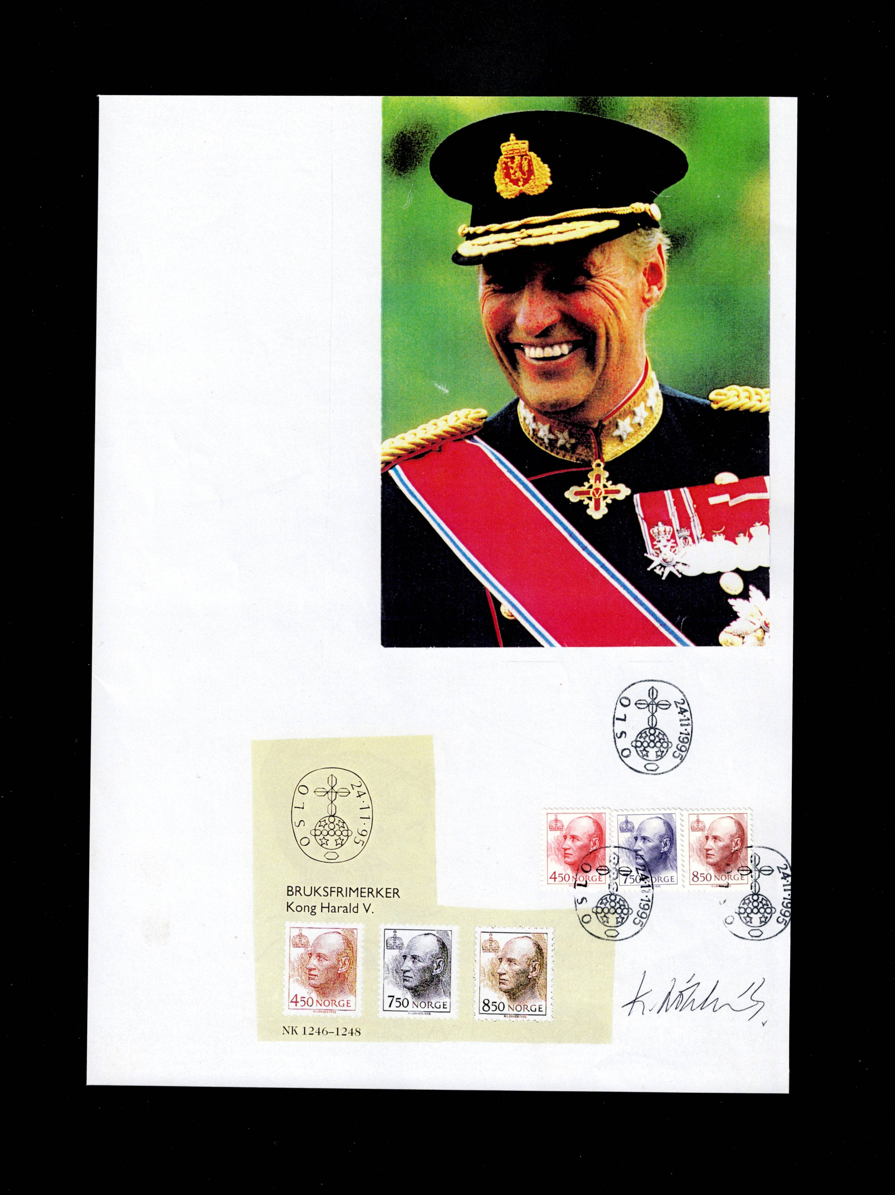 FDC 1995 NK1246-48 HARALD på ark signert Sørensen