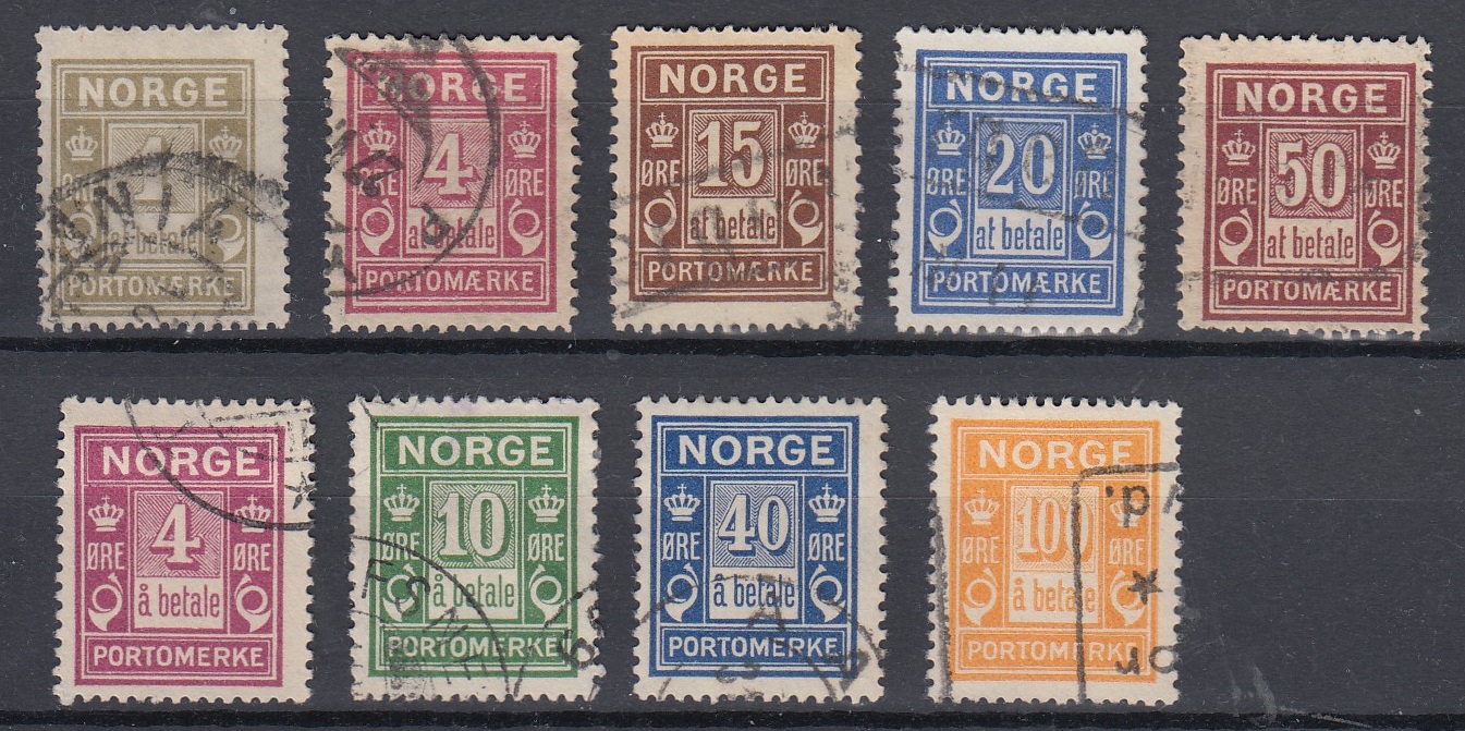 Liten lot med portomerker, inkl. P13 og P16