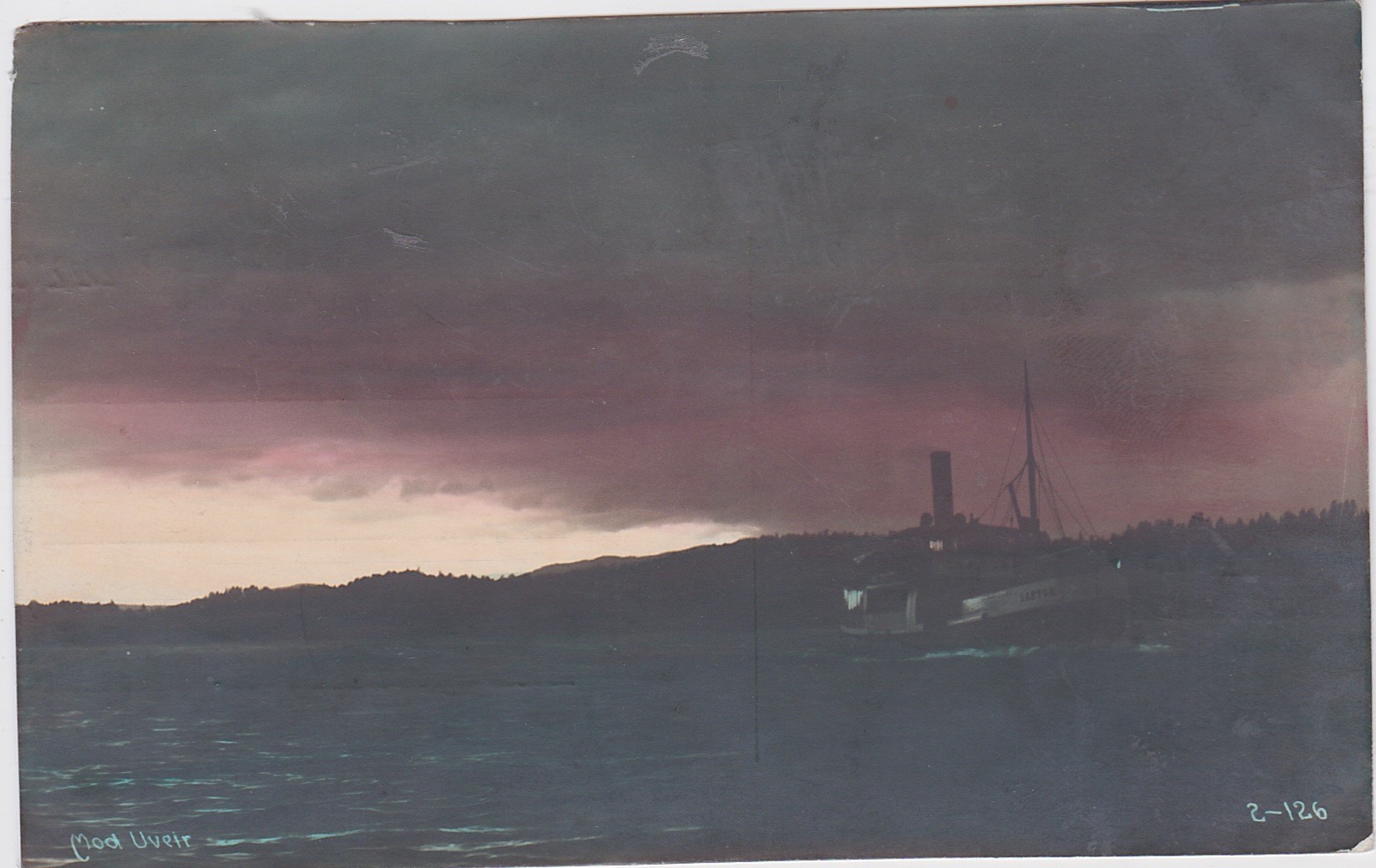 S/S Sartor Mot uvær - bygd ved Bergens Mekaniske Verksted i 1879-Fra 1883 i trafikk mellom Kristiania og Askerlandet