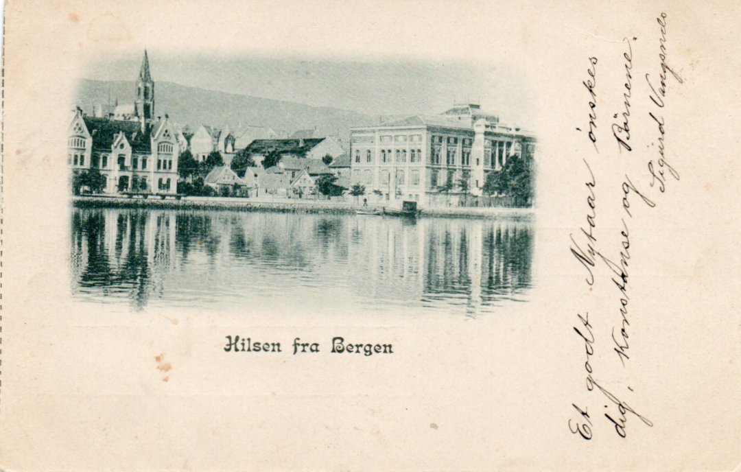Hilsen fra Bergen. Stmp.Bergen-02.  Porto 25,-kr uansett antall kort. SE info.