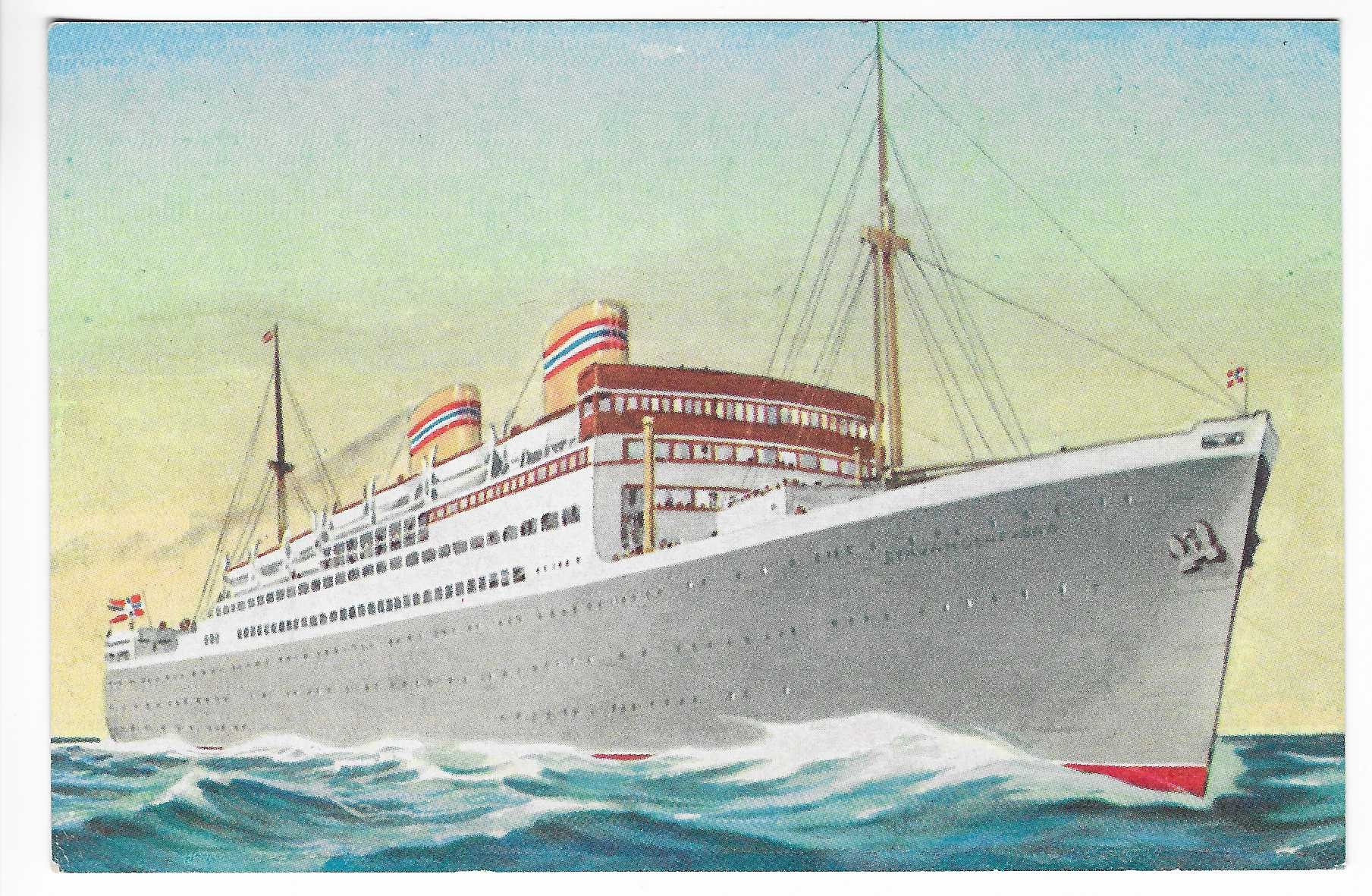 S/S Stavangerfjord. N.A.L Flott tegnet kort. E.M 7-60