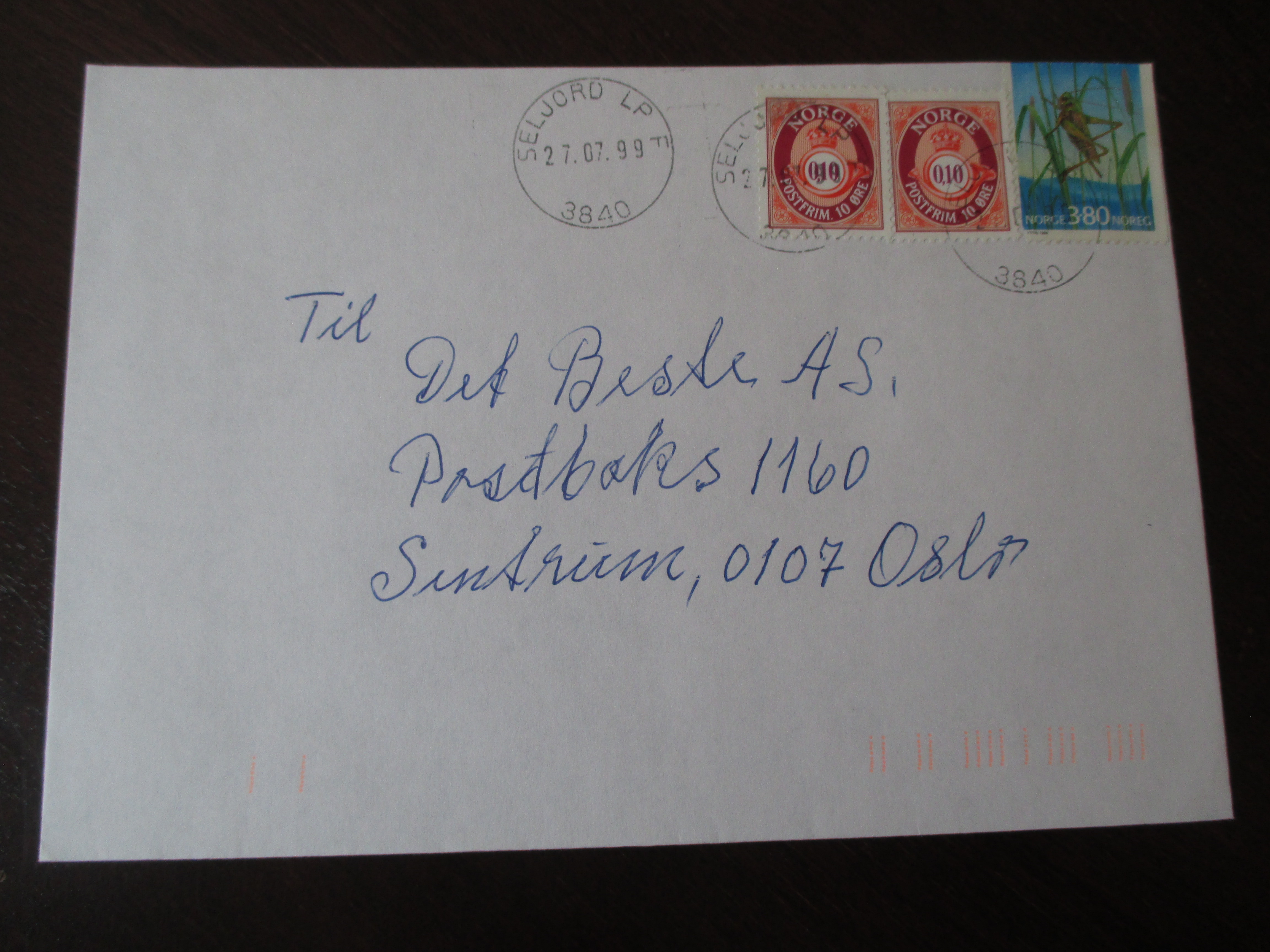 Brev st. Seljord LP F 27.07.1999. (I24N)