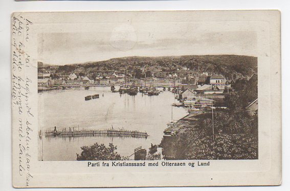 Kristiansand med Otteraaen og Lund småformat brukt 1911