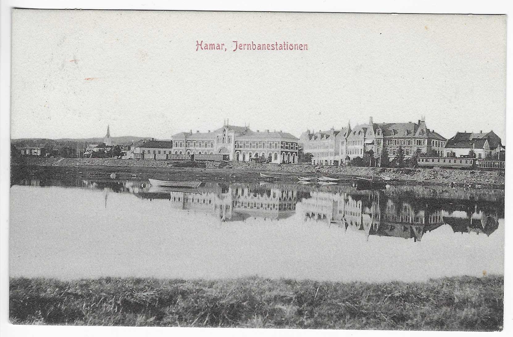 Hamar.Jernbanestationen. N.K 118. Postg. 1907