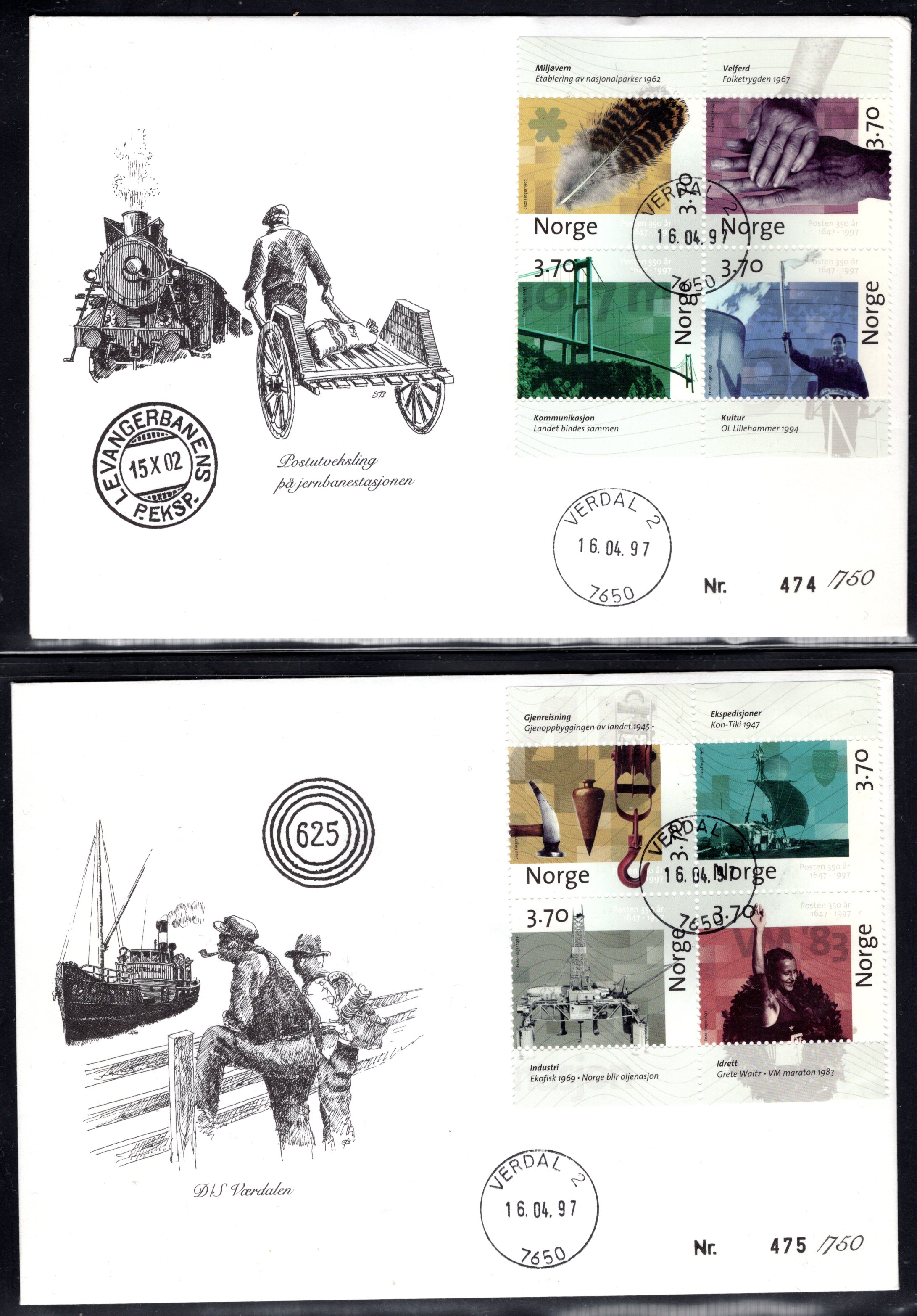 FDC NK 1295-1302 stemplet Verdal se utgiver/scan