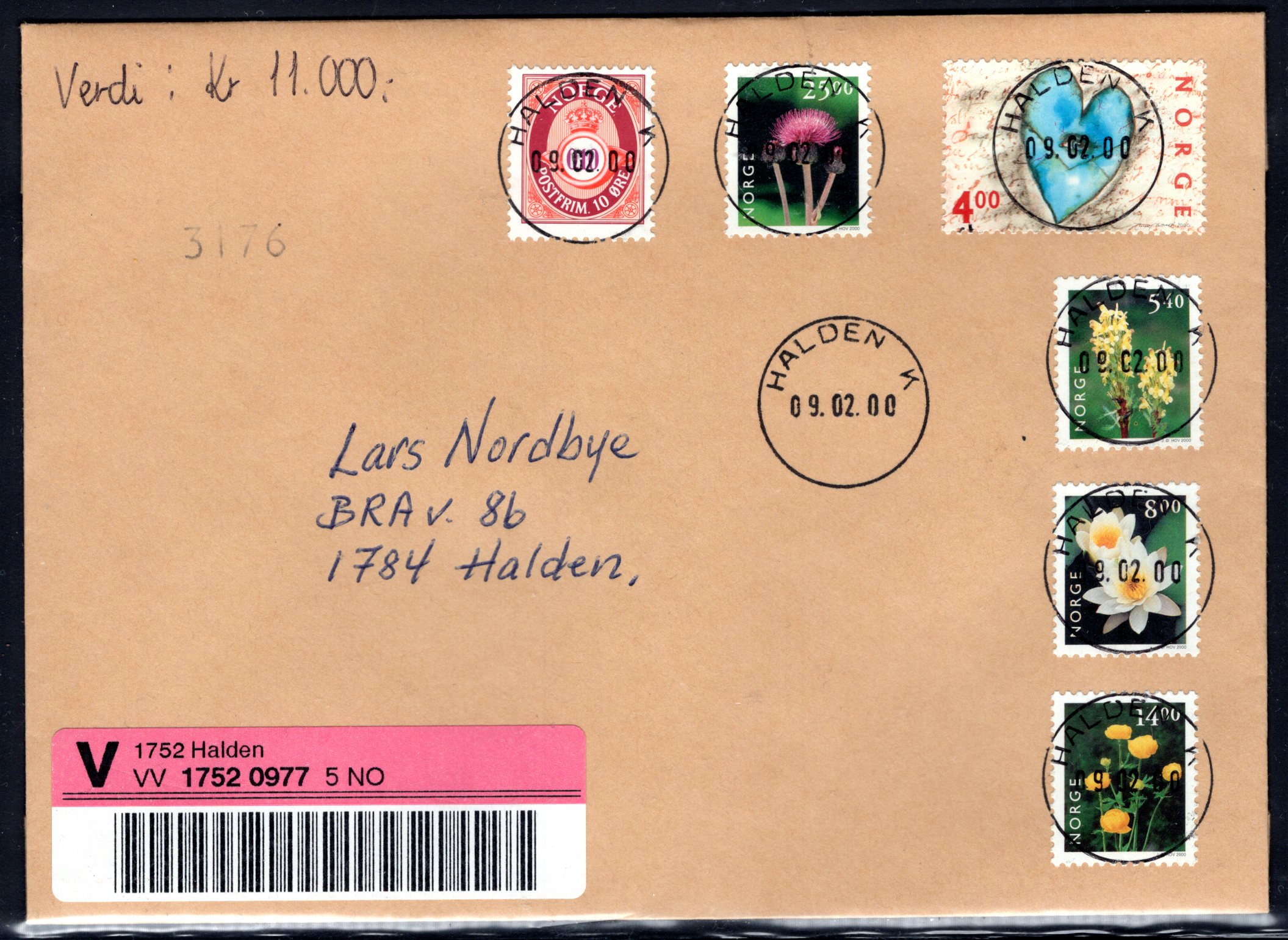 FDC/Verdibrev NK 1282-86 luksstemplet Halden K se scan