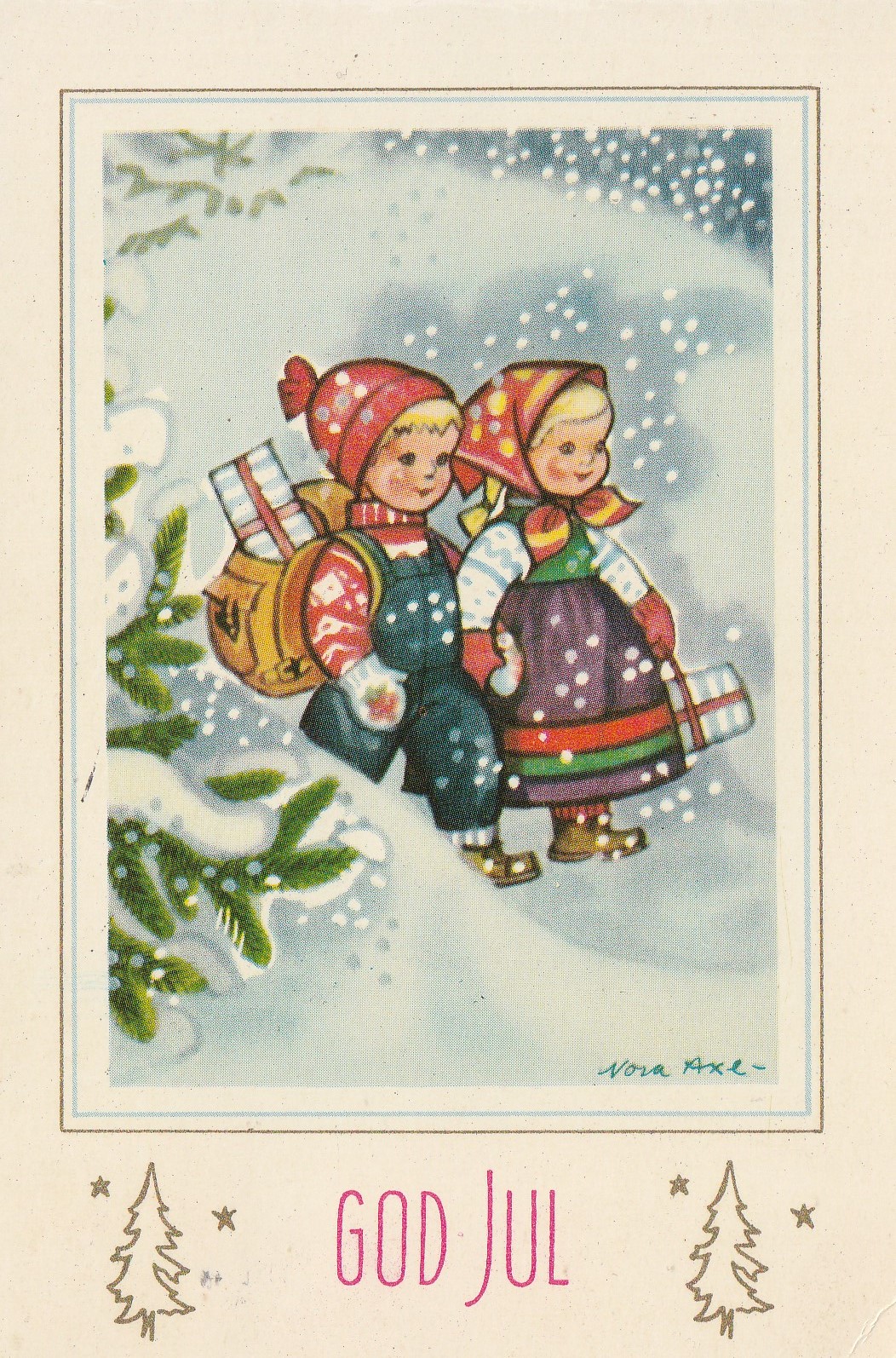 Eldre kort : God Jul . Mittet 5702/Axe Pst Småf