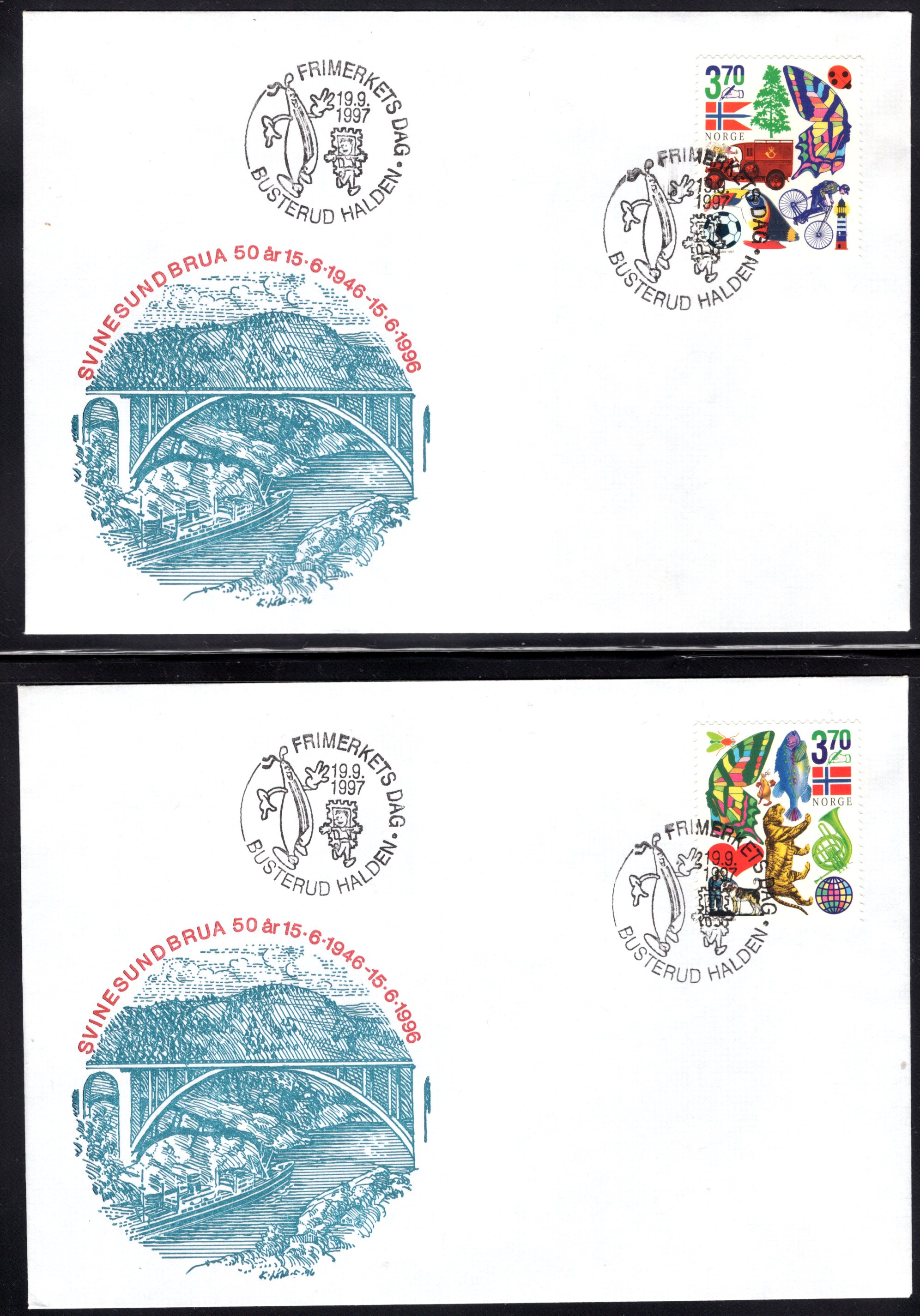 FDC NK 1312-13 stemplet Busterud Halden se utgiver/scan