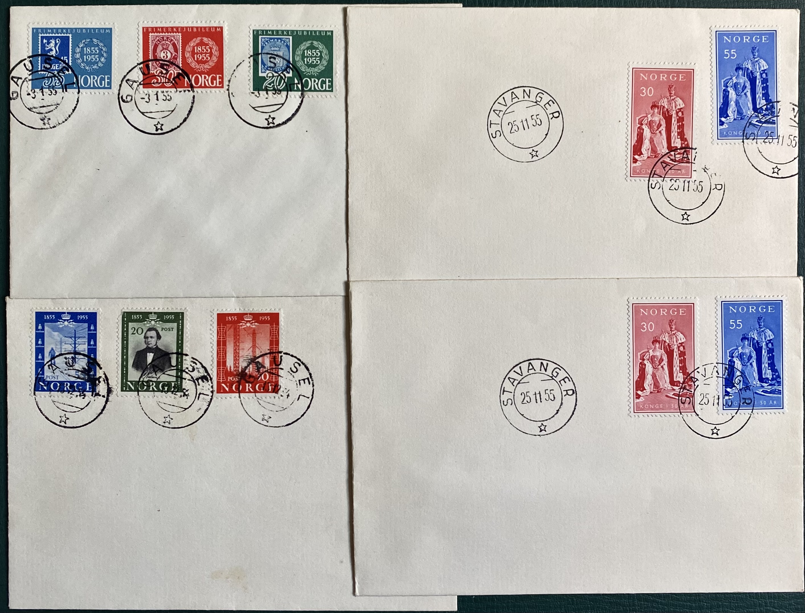 4 stk FDC inkl. Dubletter St Stavanger/Gausel