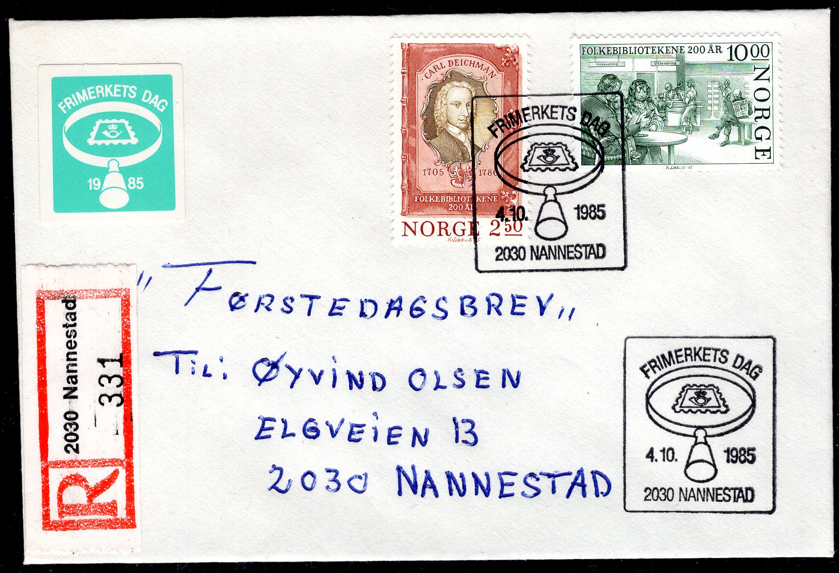 Rek FDC NK 982-83 stemplet Nannestad se utgiver/scan