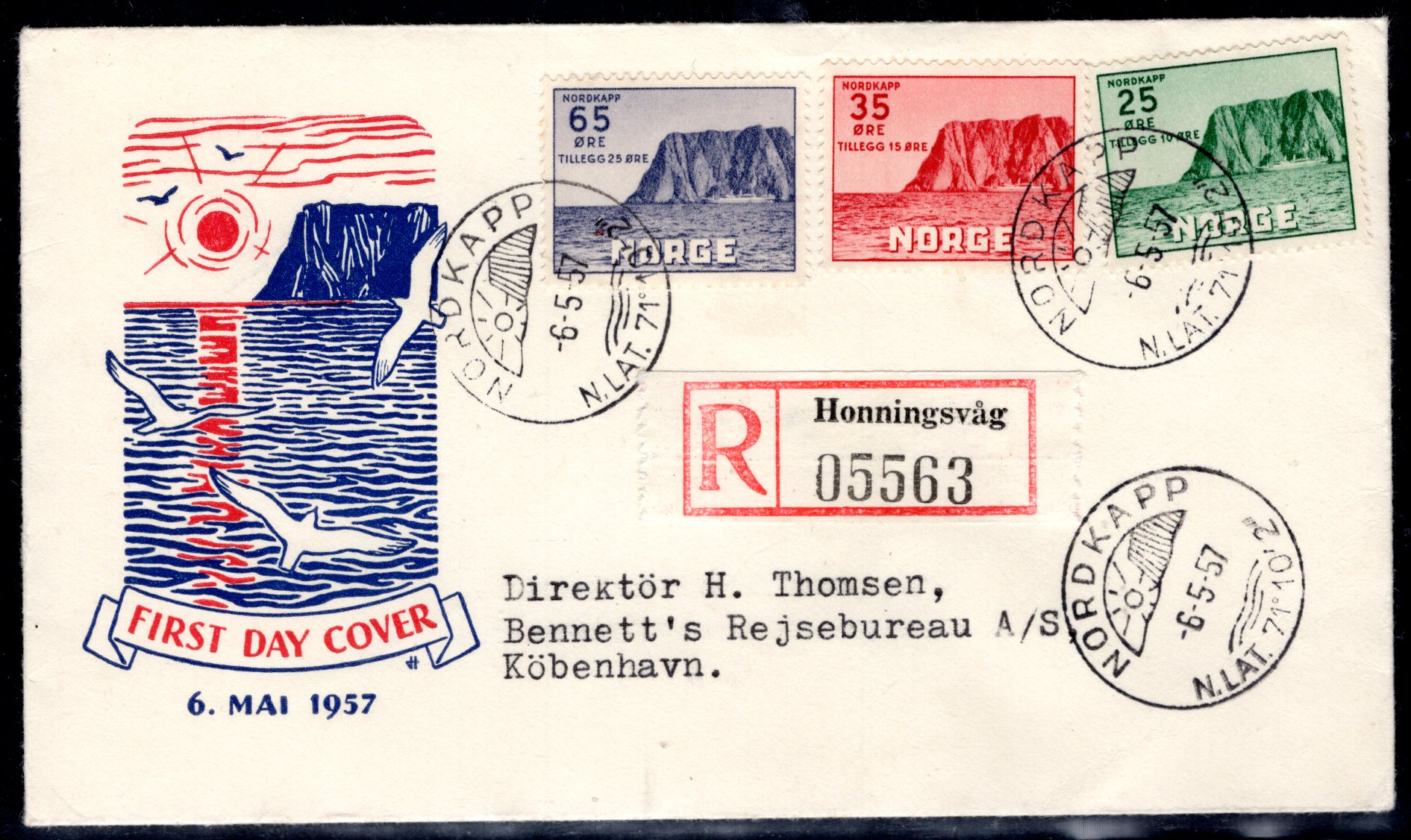 Rek FDC NN 445-47 stemplet Nordkapp se utgiver/scan