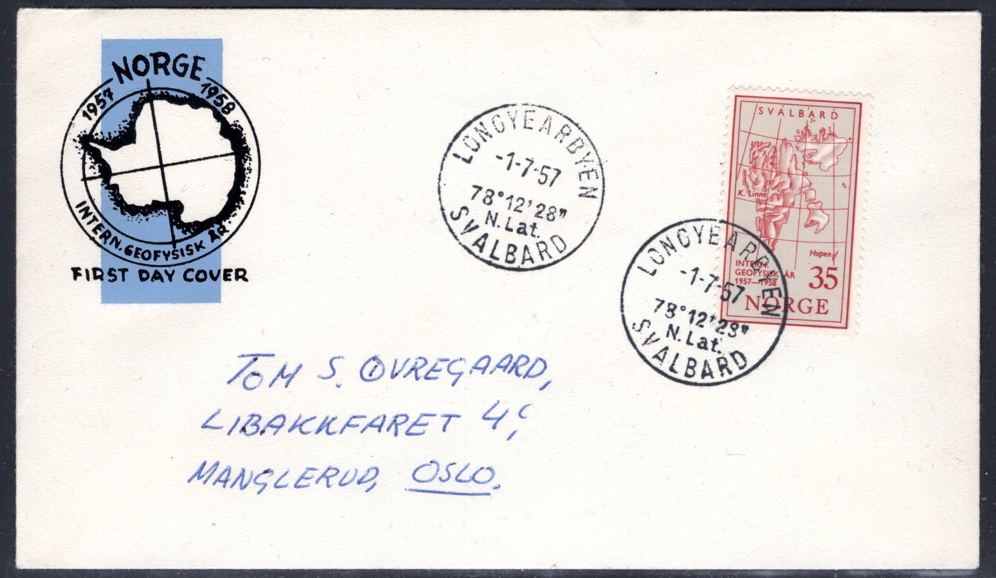 FDC NK 449 stemplet Longyearbyen se utgiver/scan