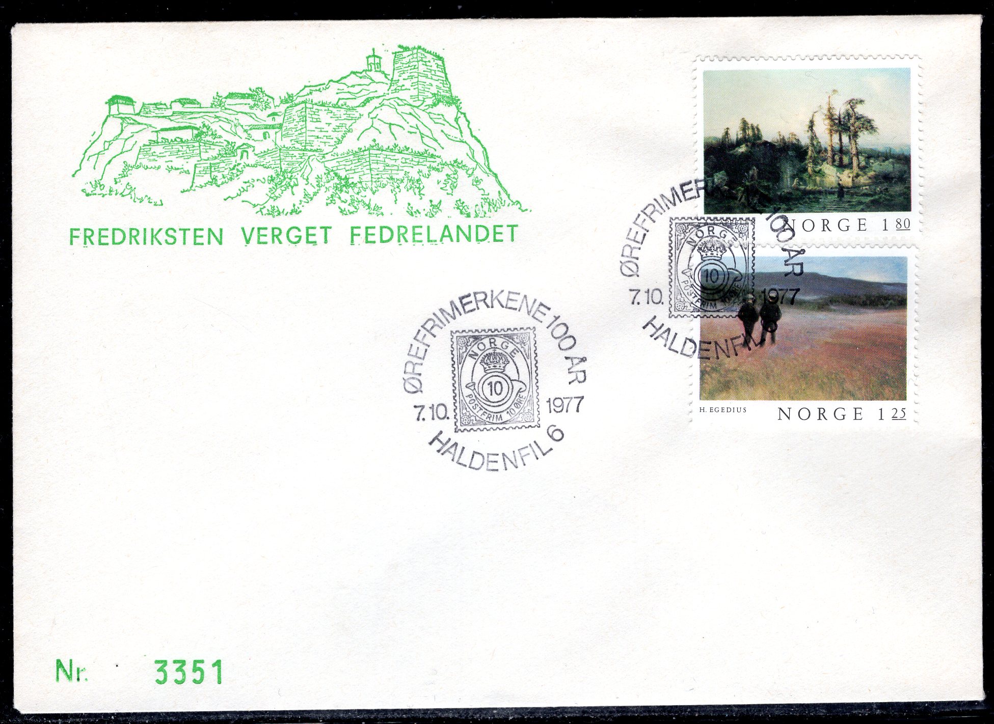 FDC NK 801-02 stemplet Halden se utgiver/scan
