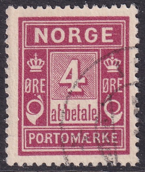 Portomerke 9Yb. 4 øre lilla. – hakk i ytre ramme 4